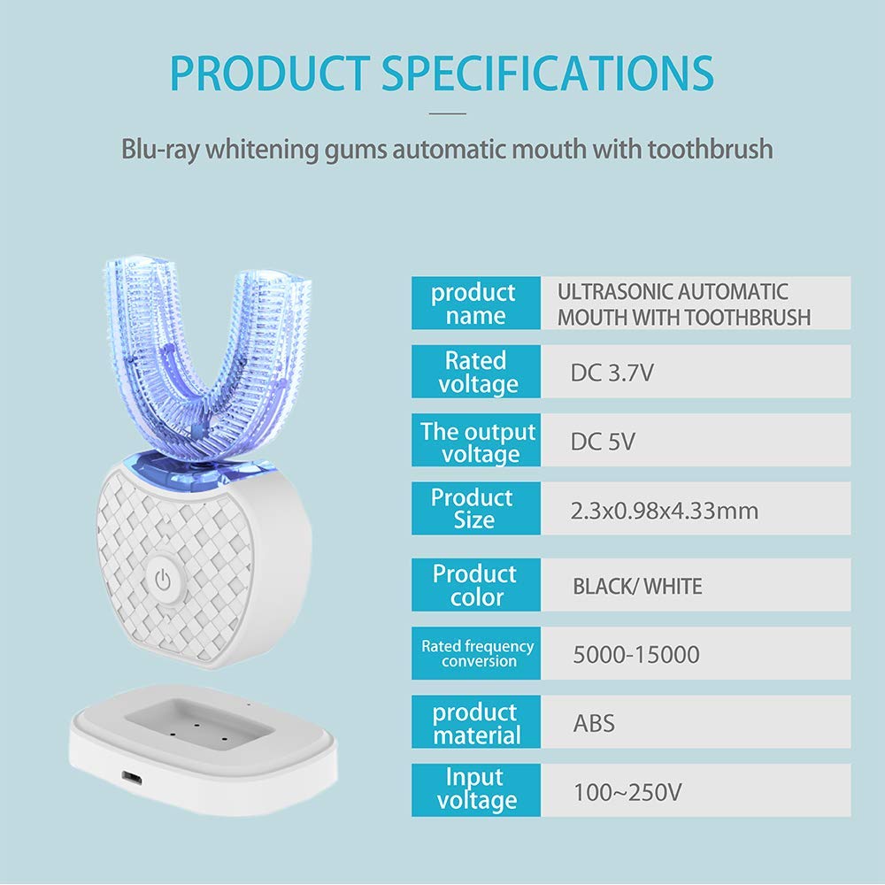 Elektrische Ultraschall-Zahnbürste, Automatische 360 ° Ultraschall-Elektrozahnbürste, Cold Tooth Whitening Instrument Automatische Zahnbürste, Elektrische Schallzahnbürste für Erwachsene