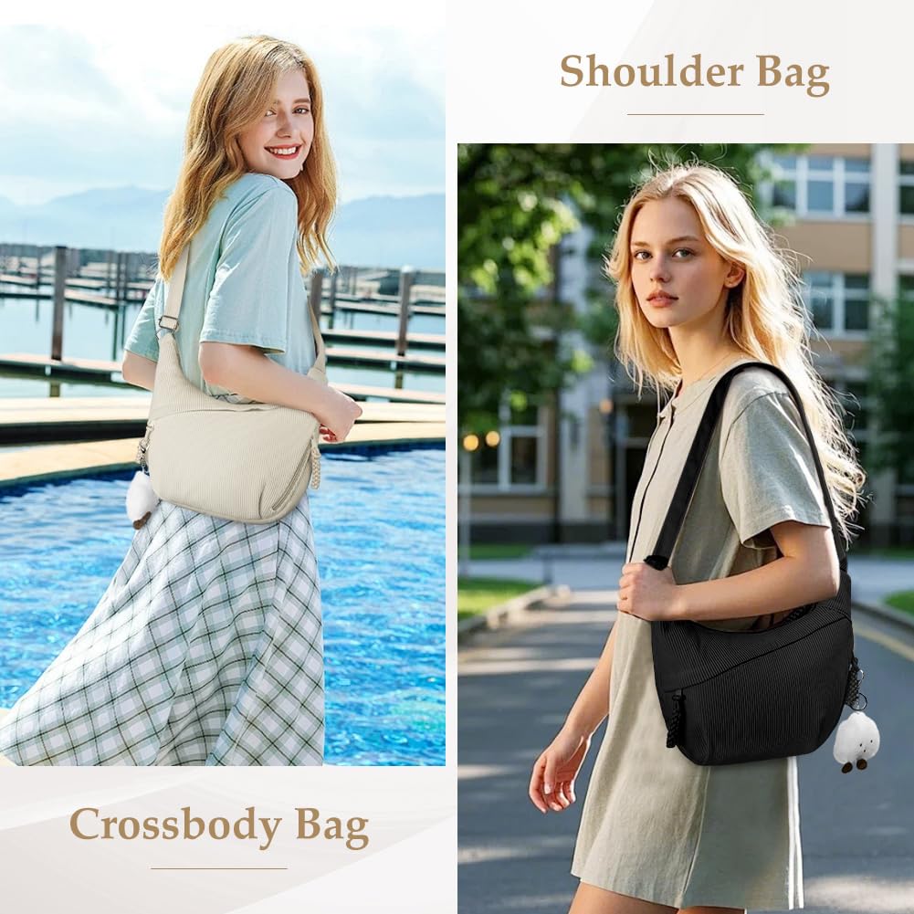 Aucuu Women’s Corduroy Halfmoon Crossbody Bag