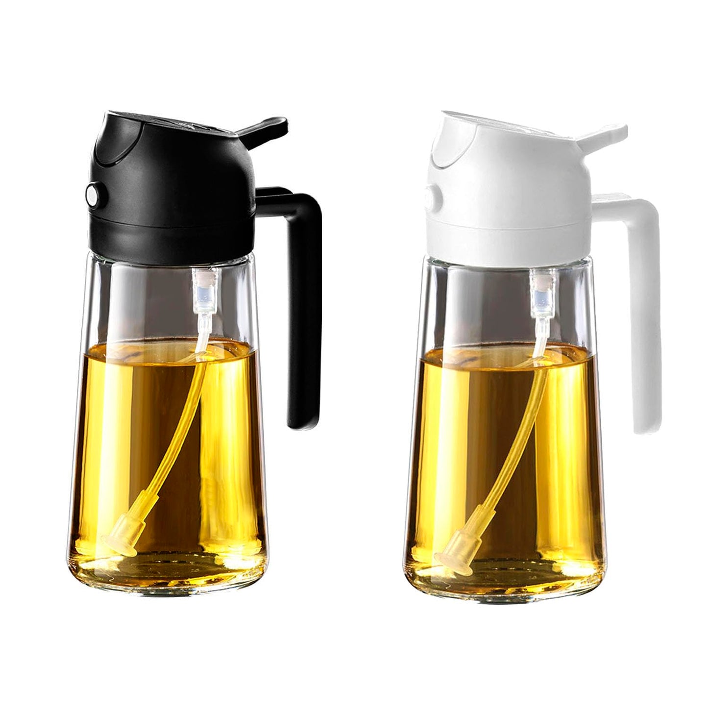 TrendPlain 16 oz Oil Sprayer for Cooking Oil - 470 ml Olive Oil Bottle - 2-in-1 Oil Dispenser and Oil Sprayer - Kitchen Gadgets for Cooking, Salad and Grill Black