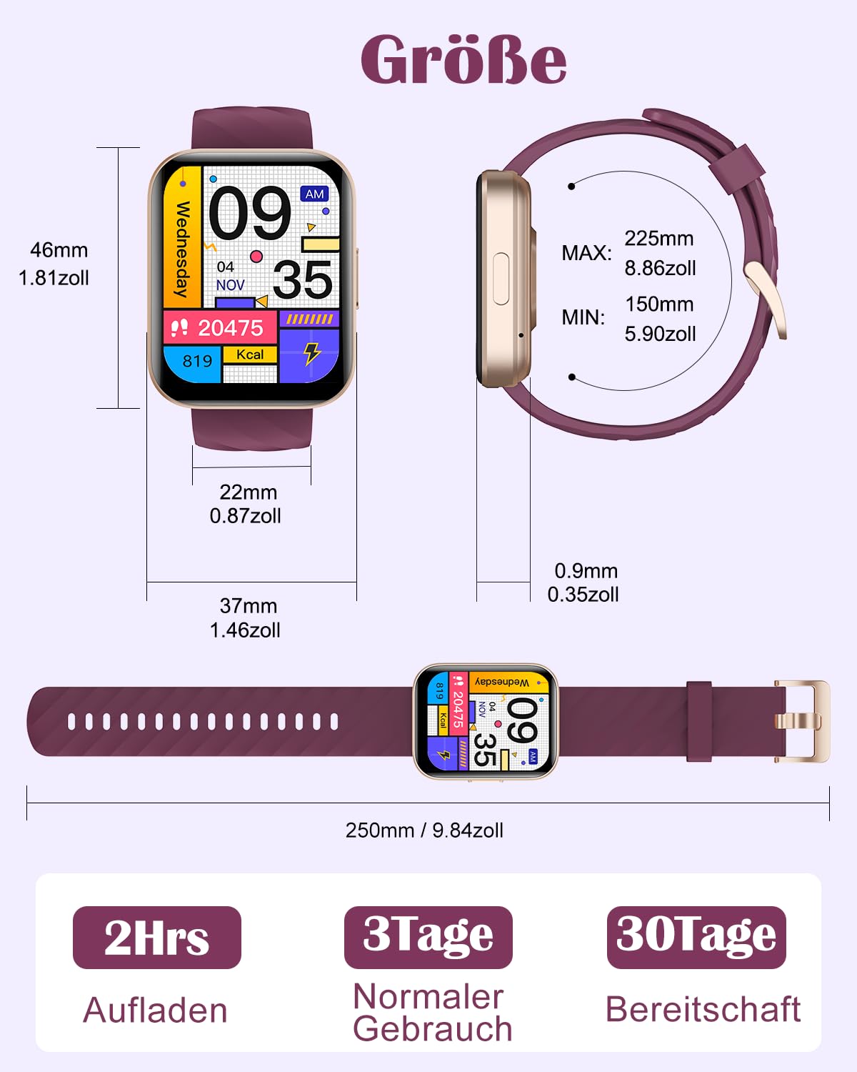 RUIMEN Smartwatch Damen Herren mit Telefonfunktion Fitnessuhr Schrittzähler Uhr mit Pulsmesser SpO2 Messung Schlafüberwachung Nachrichten Multi Trainingsmodi Smart Watch Wasserdicht Für Android iOS