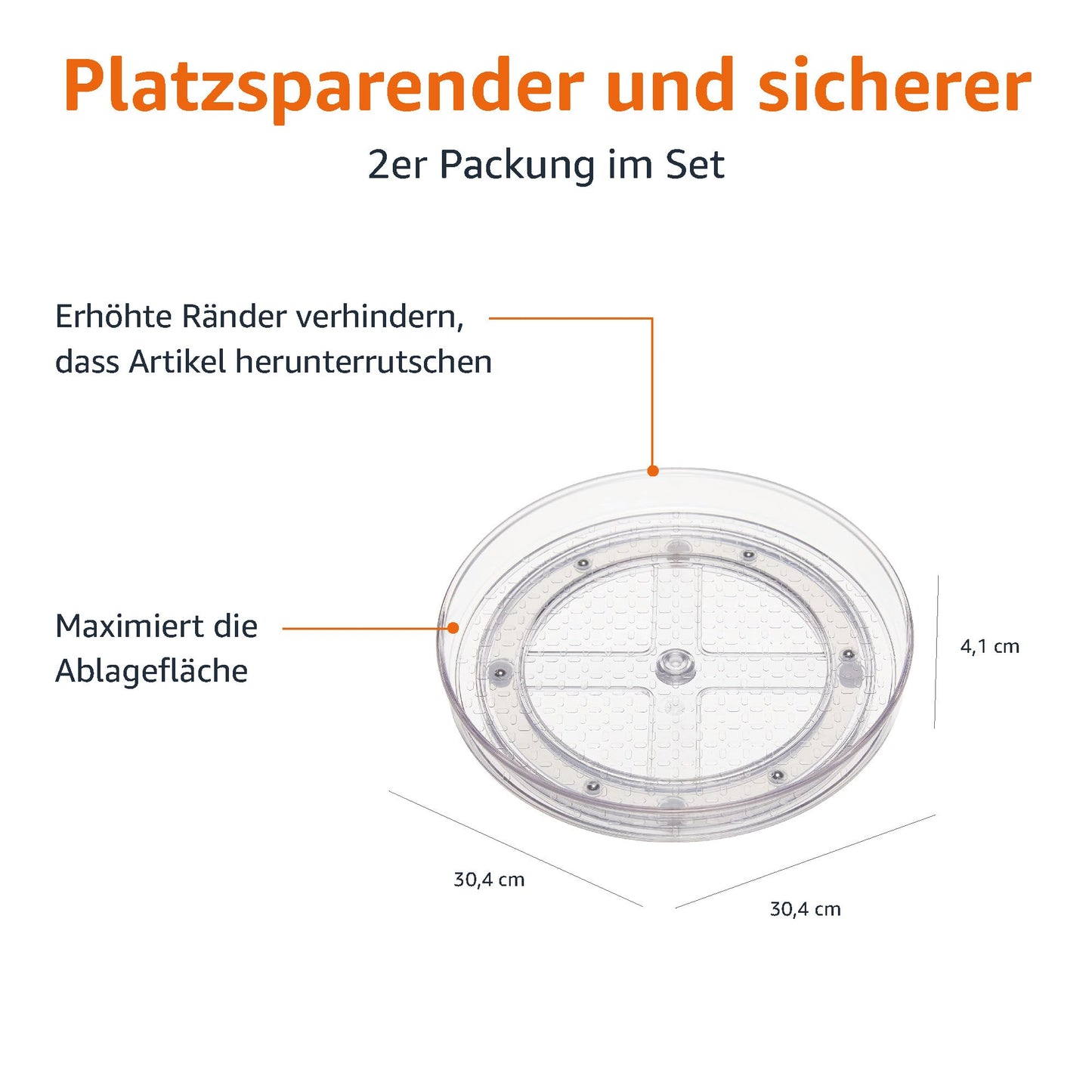Drehregal Lazy Susan, 2 Ebenen, transparent, Organizer, 22,9 cm