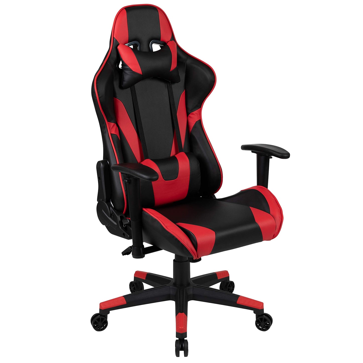 Flash Furniture X30 Gaming-Stuhl, ergonomischer Bürostuhl für PC- und Gaming-Setups, verstellbarer Rennsport-Stuhl mit vollständig verstellbarer Rückenunterstützung, schwarz mit weißer Verzierung