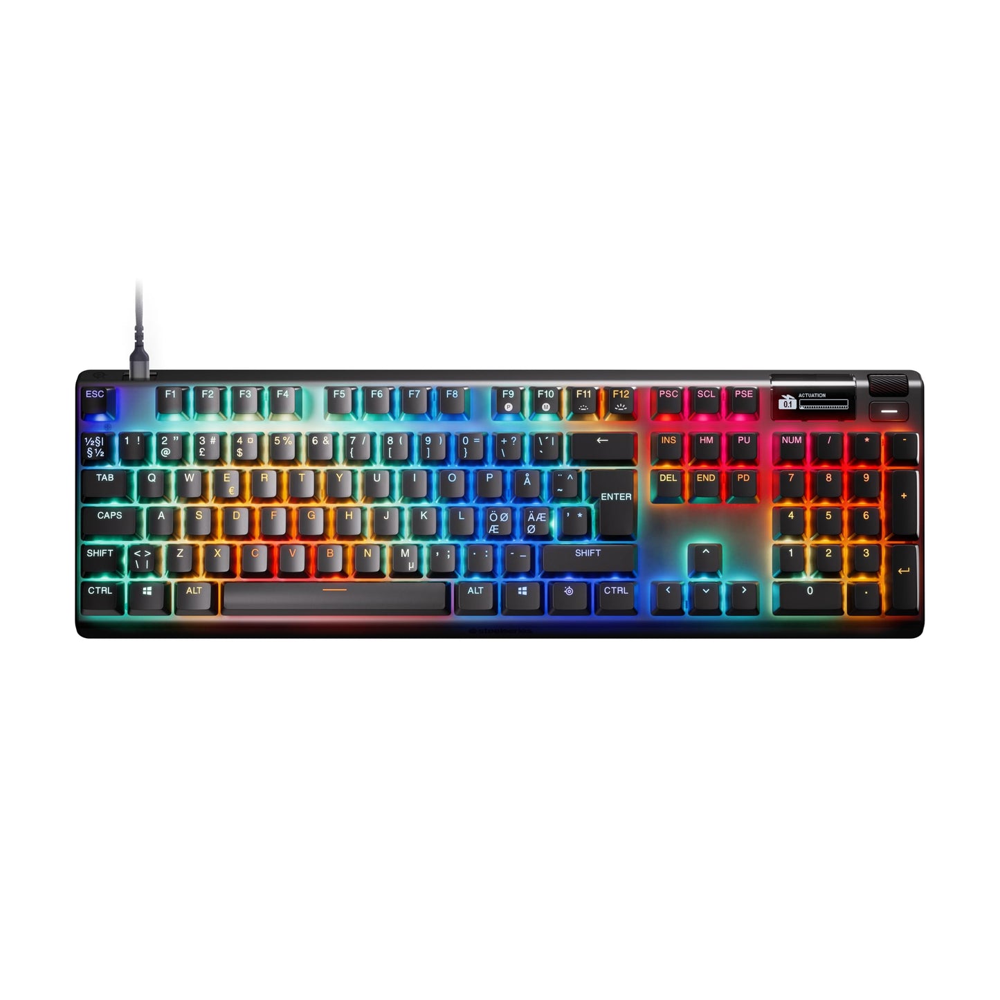 SteelSeries Apex Pro Gen 3 - HyperMagnetic Gaming-Tastatur - OmniPoint 3.0 Switches - anpassbares Ansprechverhalten - Rapid Trigger - Rapid Tap/SOCD - OLED - RGB - PBT-Keycaps - DE Layout QWERTZ