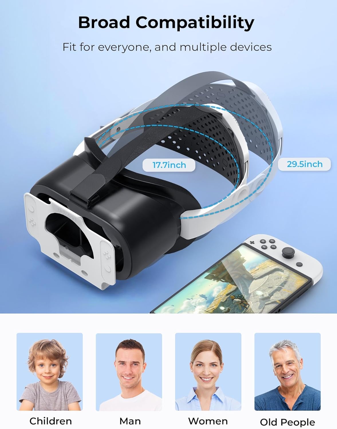 DEVASO VR Brille für Nintendo Switch/Switch OLED mit einstellbaren HD-Linsen, 3D VR (Virtual Reality) Headset Spiele Zubehör Set, Switch VR Labo Goggles Brille