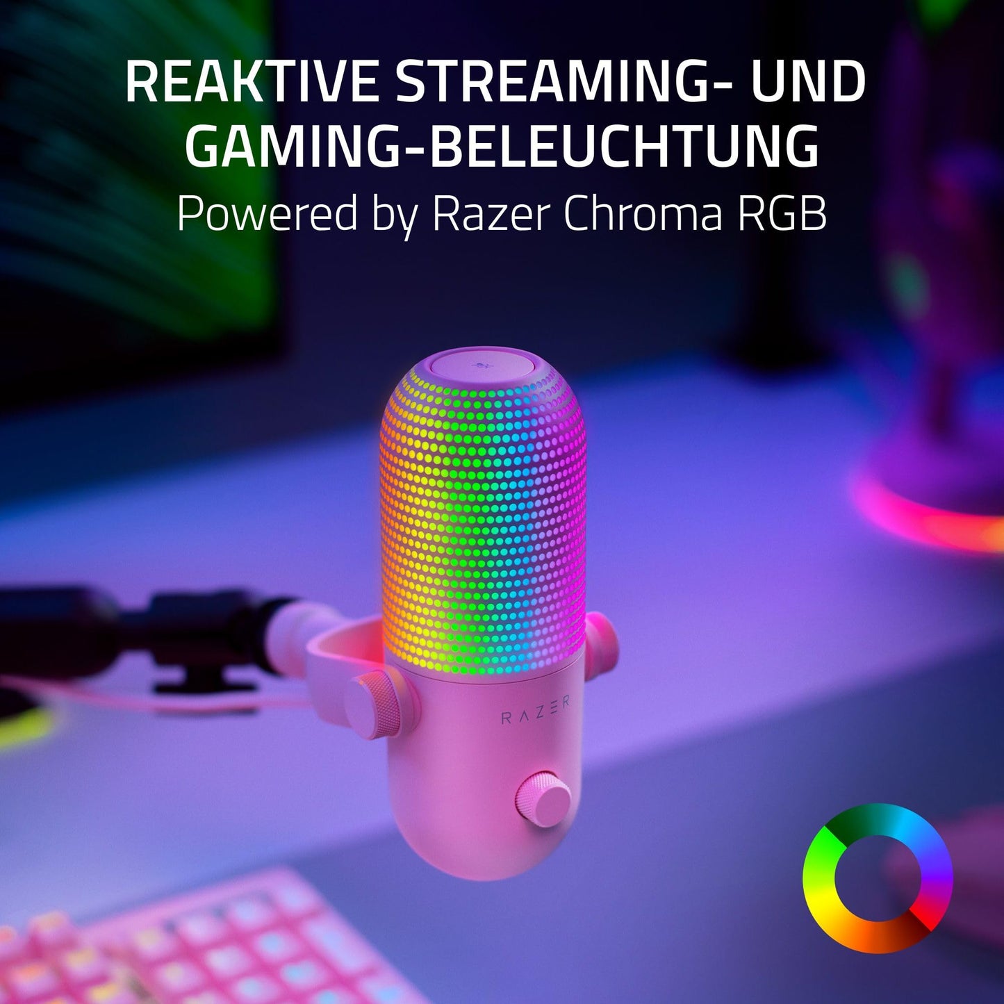 Razer Seiren V3 Mini - Ultrakompaktes USB-Mikrofon (14mm Supernieren Kondensatormikrofon, Tap-to-Mute-Sensor mit LED-Anzeige, integrierter Stoßdämpfer, Plug-and-Play Design) Schwarz