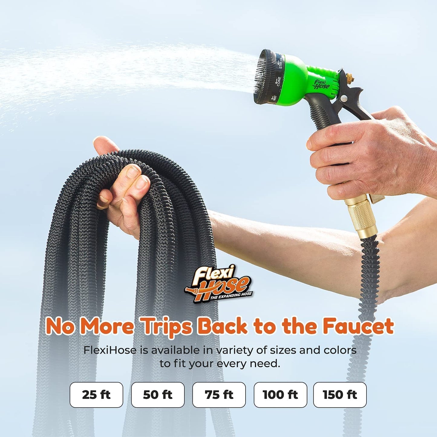 Schlauch Flexibel - Ausziehbare Garten Schlauch Flex Rohr-8 Funktion Spritzpistole-Extra Stärke & Fest Messing Armaturen Flexibler Wasserschlauch Garden Hose (Schwarz - 23 Meter)