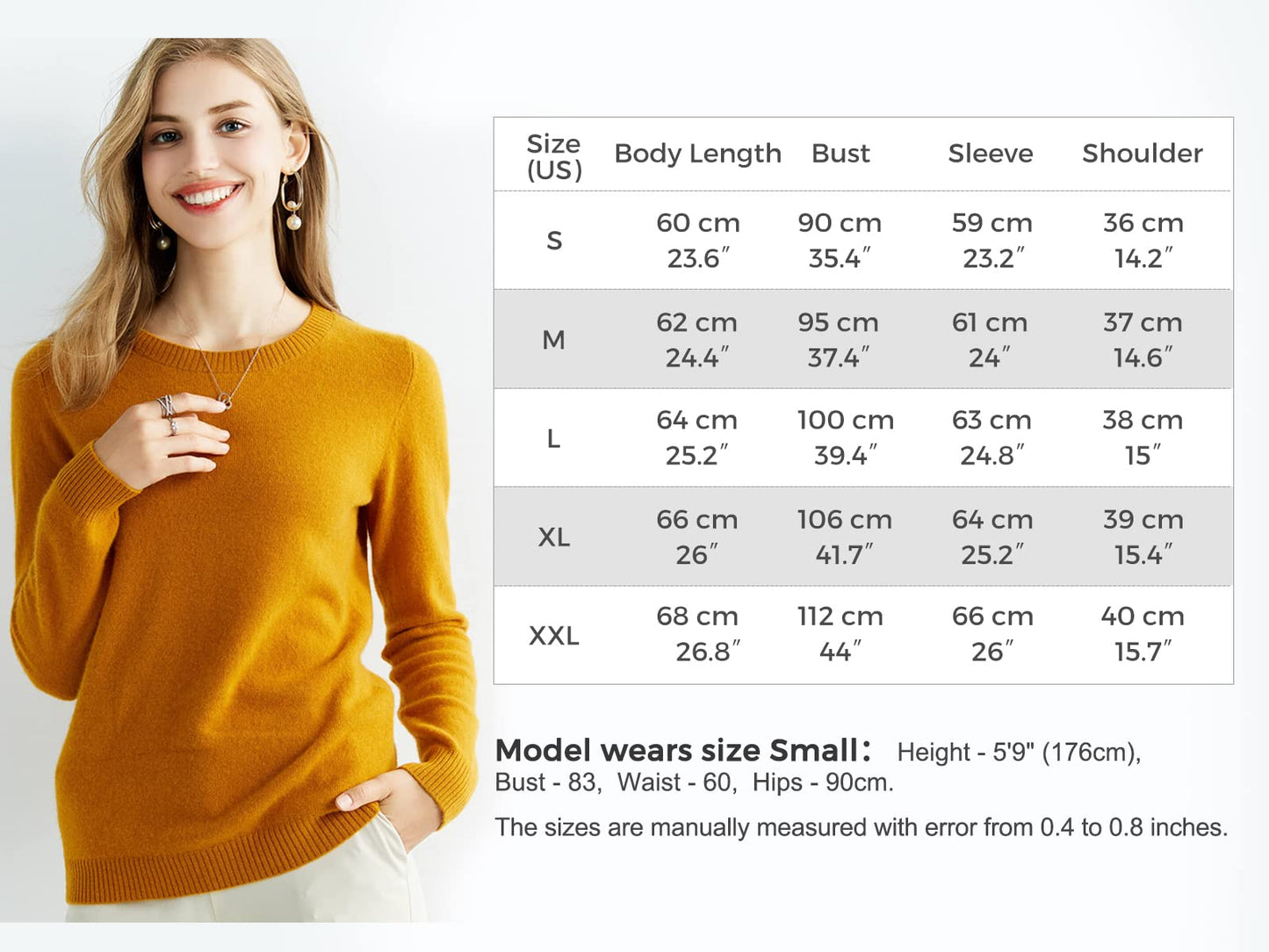 Chanyarn Women’s 100% Merino Wool Crewneck Sweater