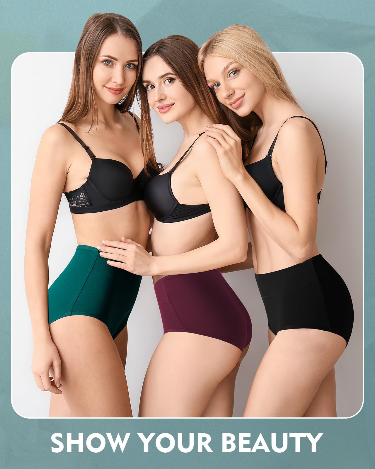 TANSTC Women’s Underwear 5-Pack High Waist Stretch Cotton Panties