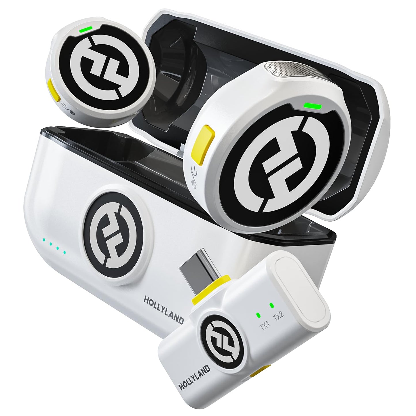 Hollyland Lark M2 Wireless Lavalier Mikrofon (2TX+1RX) für Kamera, iPhone, Android, PC, 48kHz/24 bit Hi-Fi Audio 40H Dauer 300m Reichweite, ENC Antischall Ansteckmikrofon kabellos für Vlog YouTube