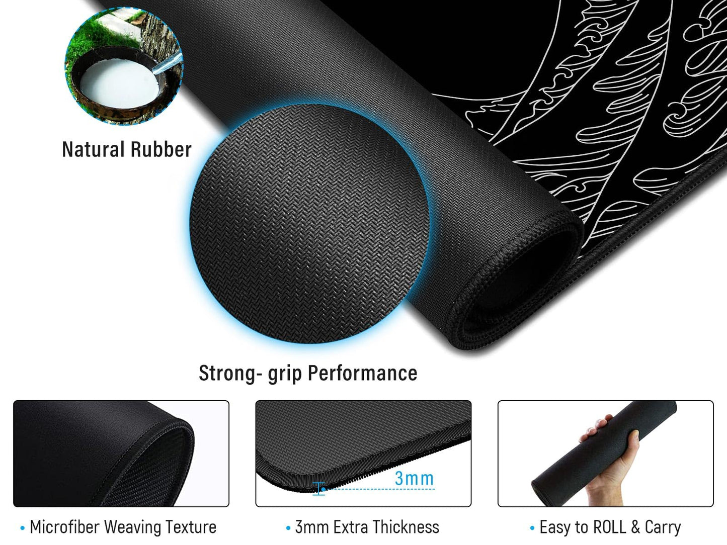 JIALONG Großes Mauspad mit Excel Tastaturkürzeln für Office, multifunktional, komfortabel Gaming Mousepad, Anti Rutsch Schreibtischunterlage für Büro und Zuhause 900x400mm