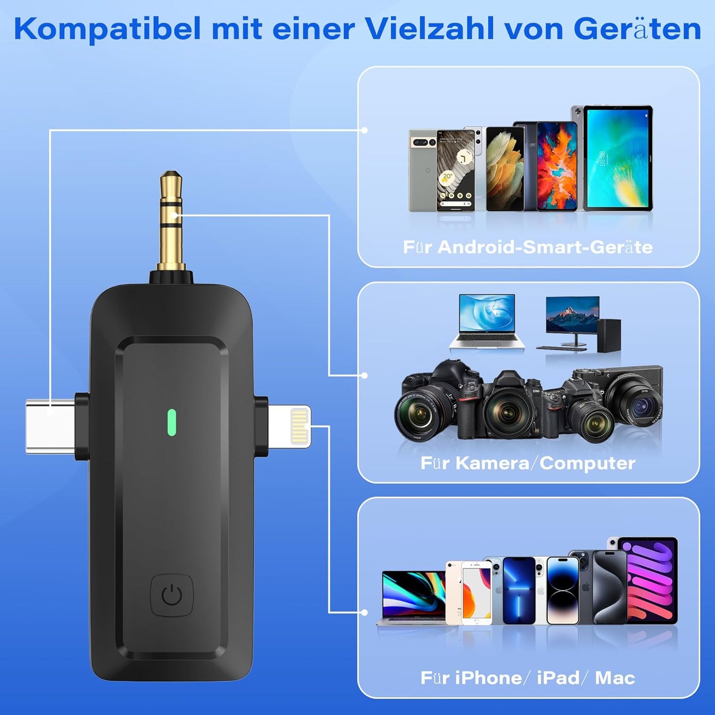 QINOJA Lavalier Mikrofon für iPhone Android Kamera – Mikrofon Handy für Videoaufzeichnung, Live-Streaming, YouTube, TikTok, Vlog, Interview