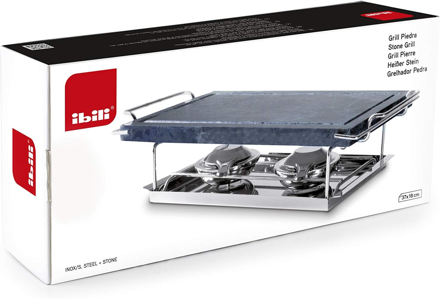 IBILI Grill Piedra 37X18 cm, Stainless Steel, Black