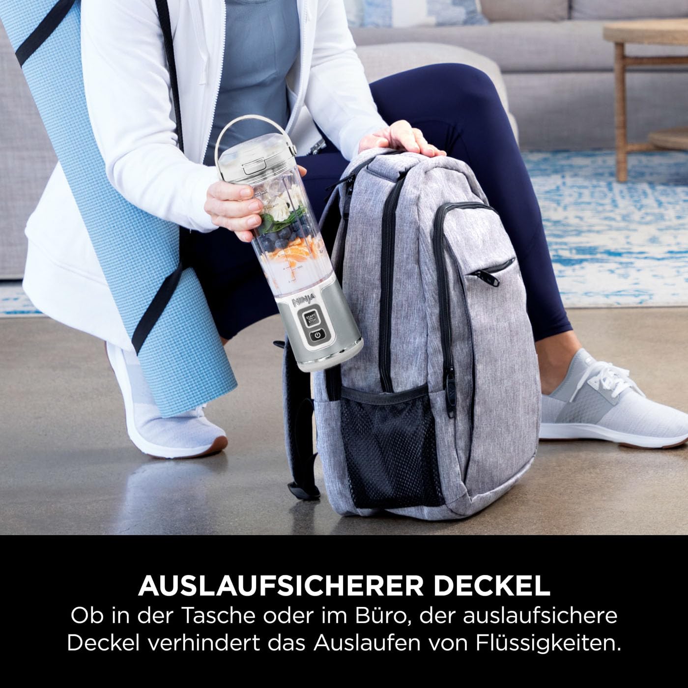 Ninja Blast Tragbarer Mixer / Blender / Smoothie Maker, 530ml Becher, Auslaufsicherer Deckel, Leistungsstarker Mini Standmixer, Kabellos & Wiederaufladbar, Zerkleinert Eis & Obst, Schwarz