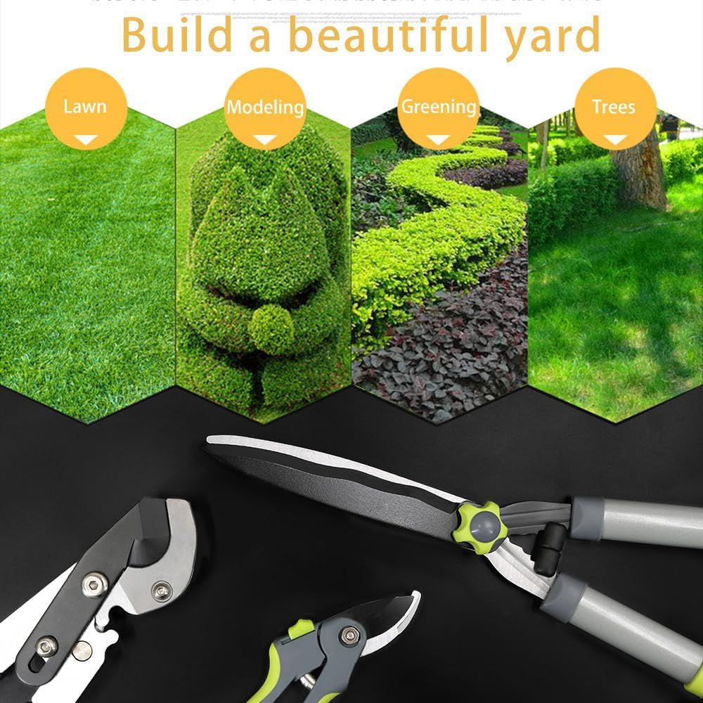 Hortem Gartenschere Set 3 STÜCKE, Scharfe Astschere 72cm, Professionellen Heckenscheren 58cm, Bypass-Baumschere