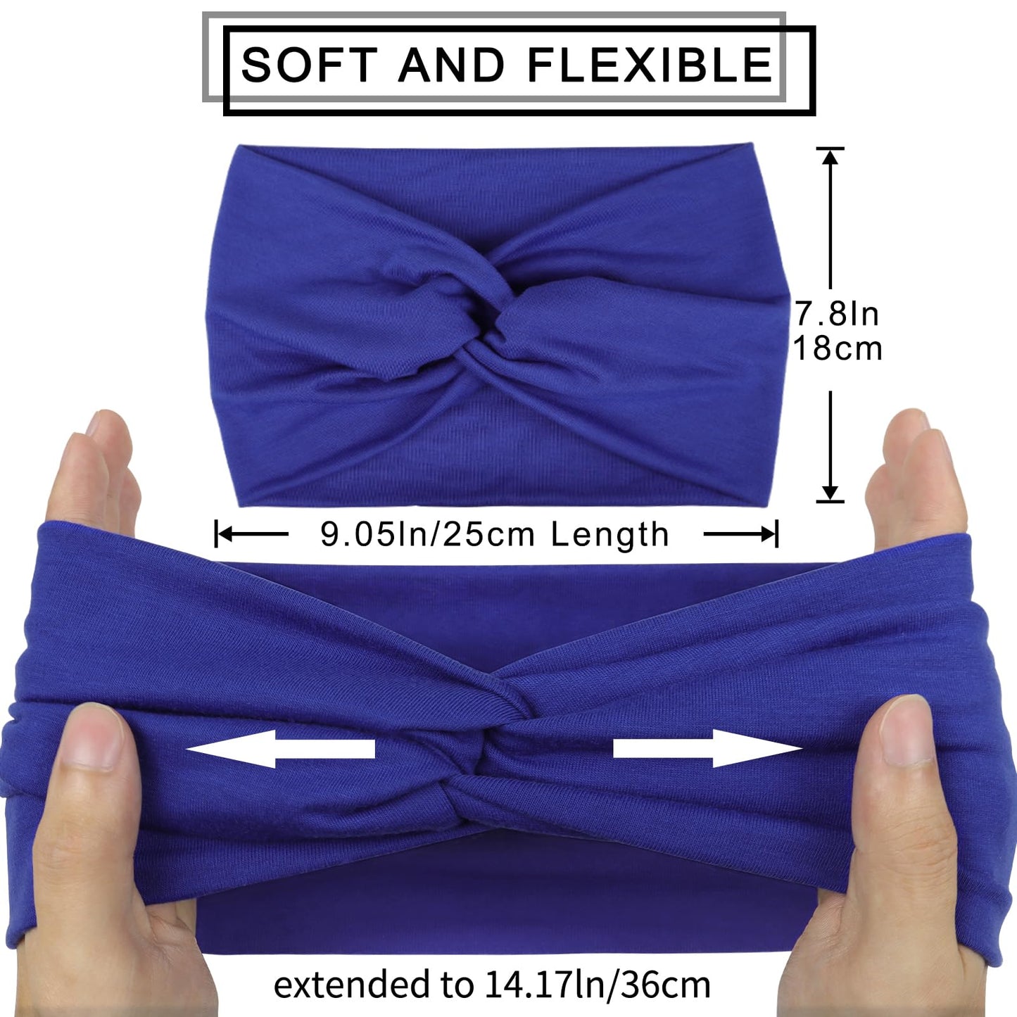 BELEVO Haarband Damen, Extra Breit Stirnband Damen Dünn 18cm Haarbänder Elastische Stirnbänder Weiche Haarreifen Headband Haarschmuck für Yoga Sport 4 Stück
