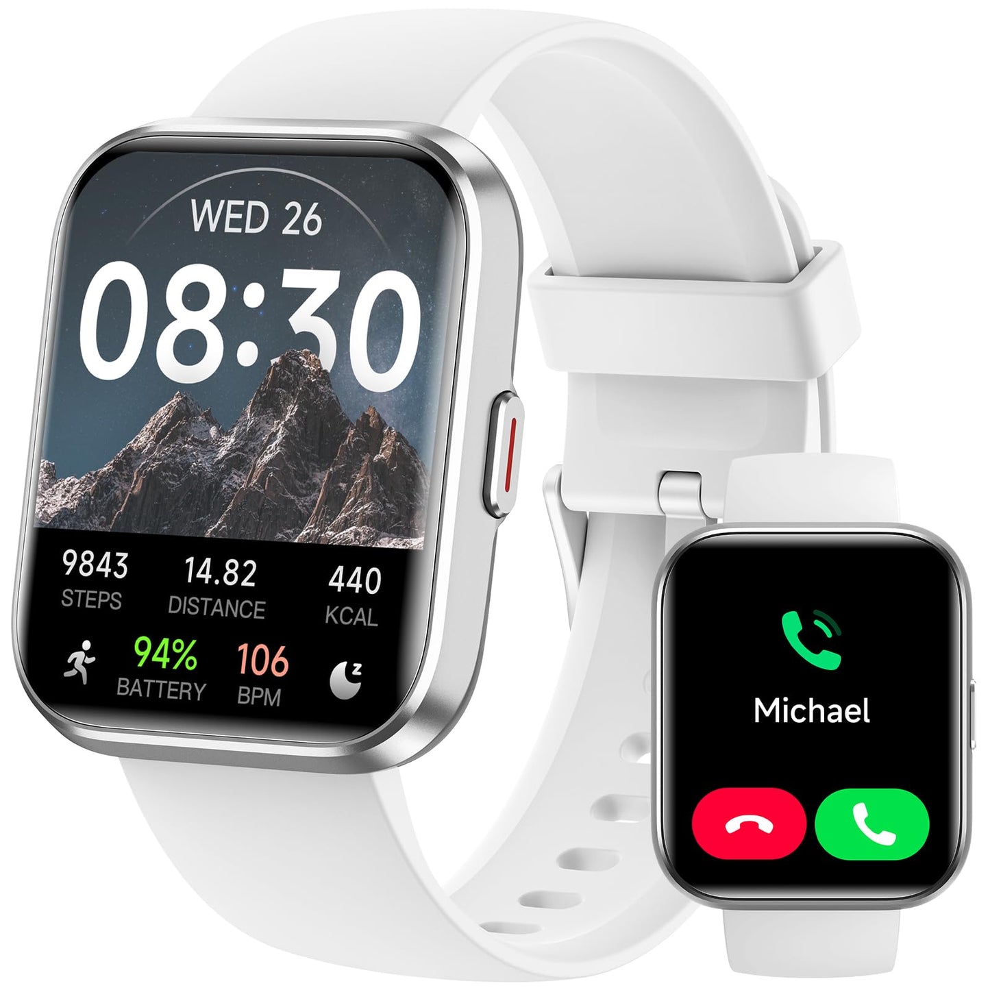 Smartwatch Damen Herren, Smart Watch mit Telefonfunktion Alexa, 1,8" Fitnessuhr Damen Sportuhr mit 100 Sportmodi & IP68, Herzfrequenz SpO2 Schlafmonitor, Armbanduhr Schrittzähler Uhr für Android iOS