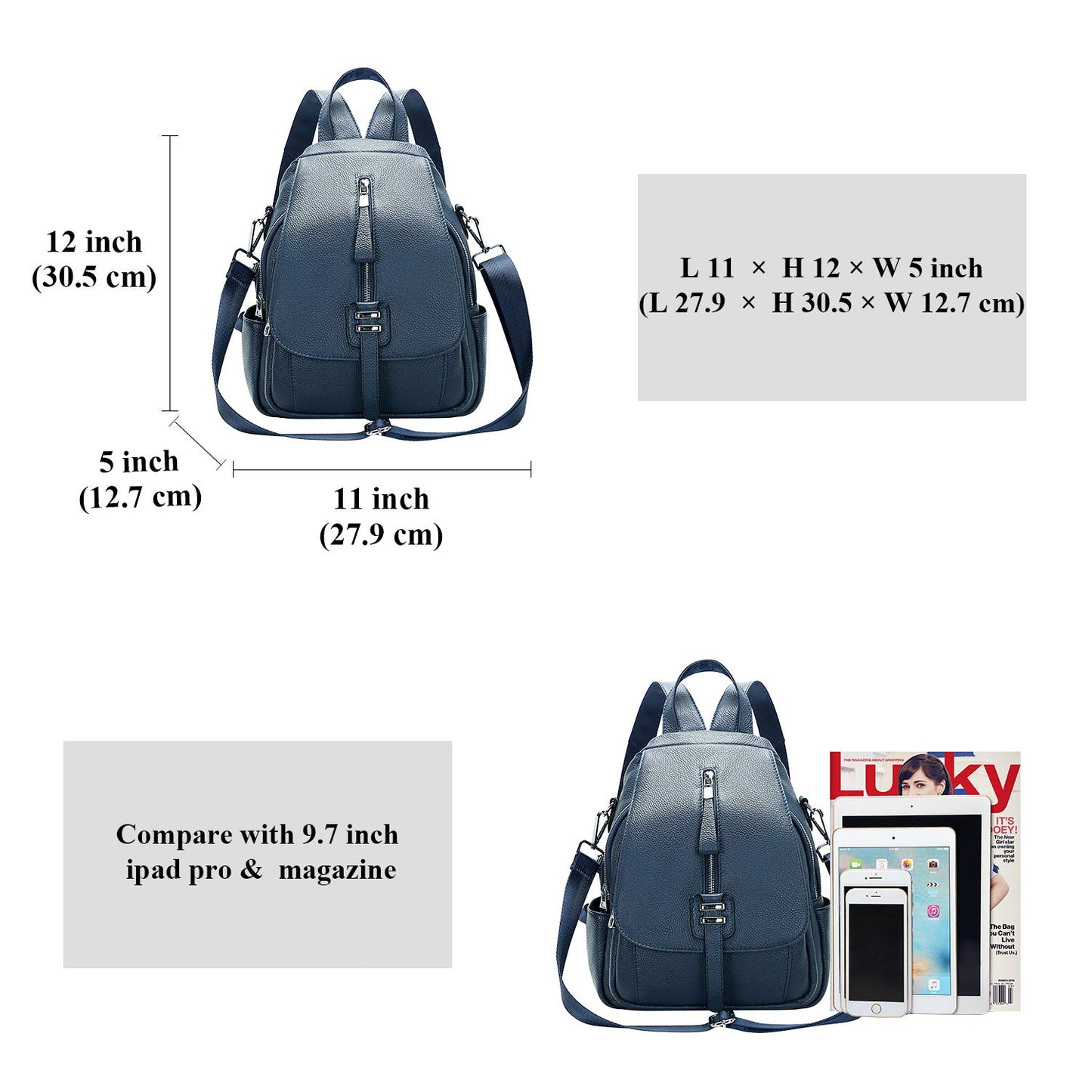 ALTOSY Genuine Leather Backpack Purse for Women