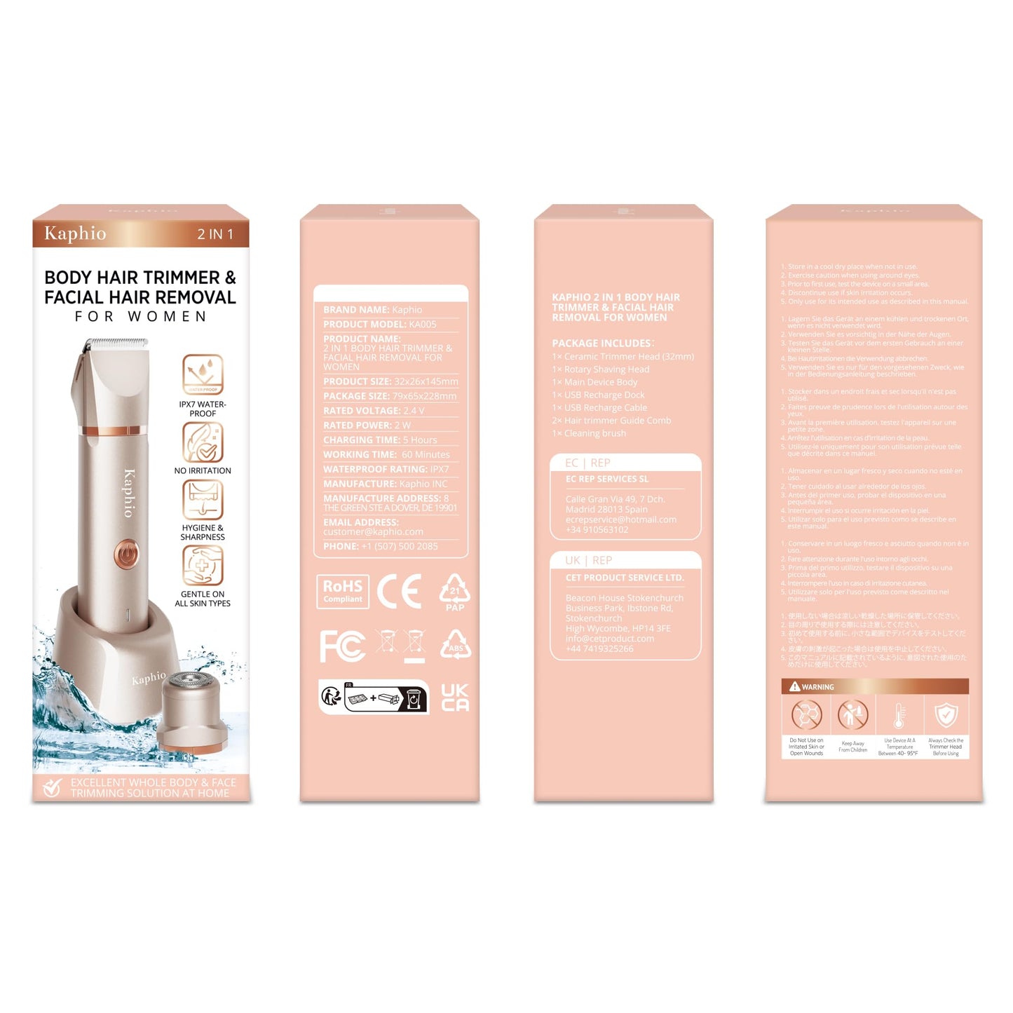 Bikini Trimmer für Frauen Schamhaare 2 in 1 Eletctric Rasierer für Frauen Wiederaufladbarer Eletctric Rasierer für Frauen IPX7 Wasserdicht Bikini Trimmer für Achselbein Arm Körper Gesicht (Roségold)