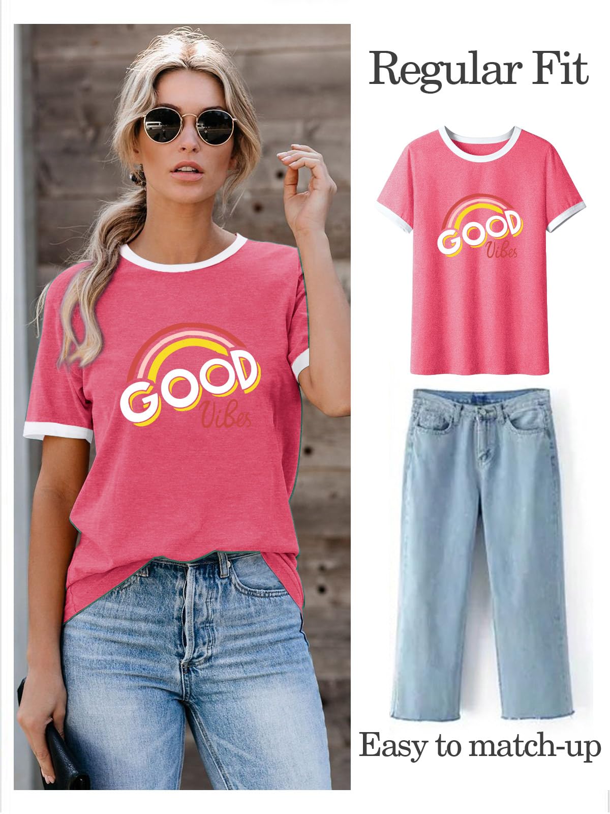 Women’s Good Vibes Rainbow Print T-Shirt
