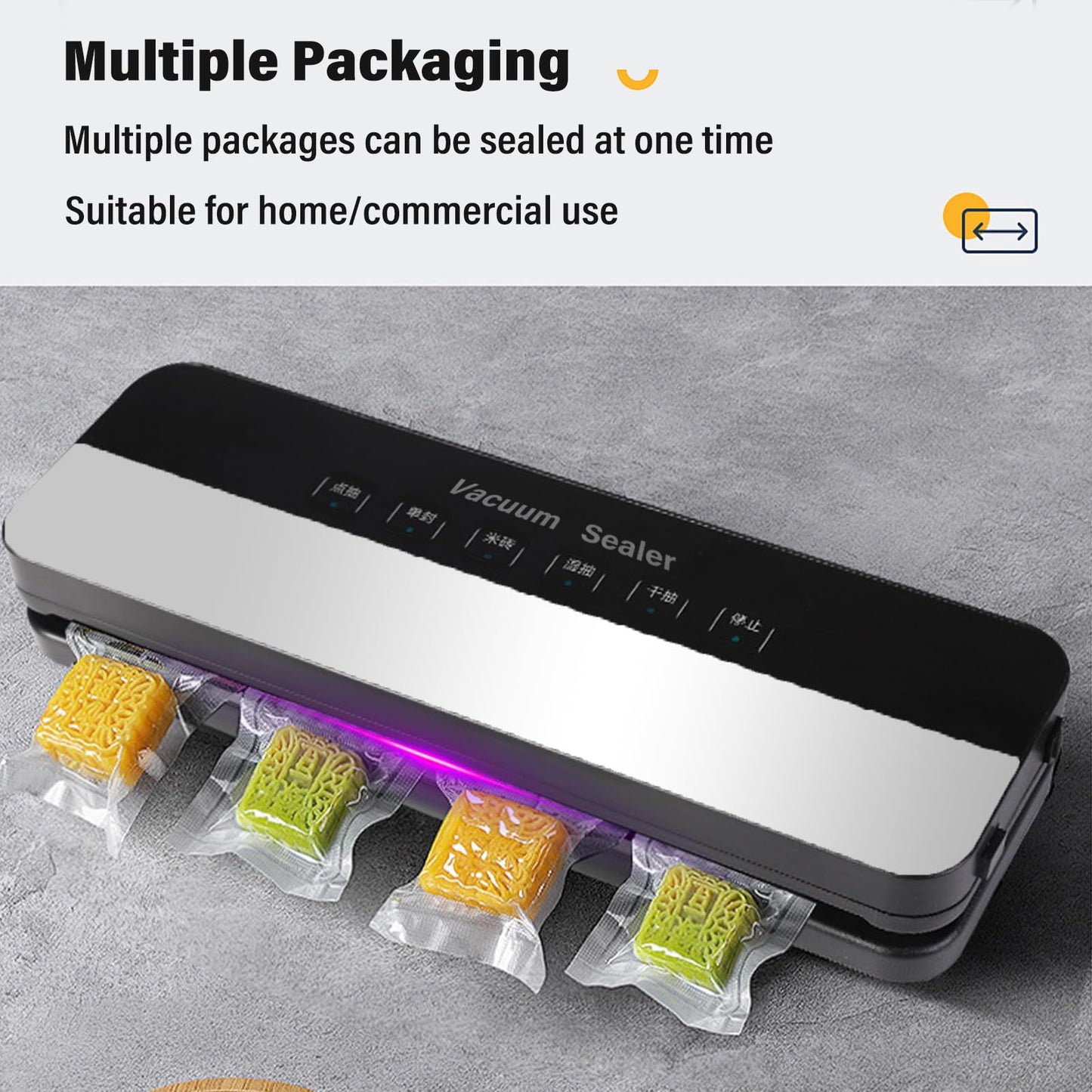 Vakuumiergerät, Vakuumierer 5 in 1 für Sous Vide Kochen und Lebensmittel Bleiben bis zu 7x Länger Frisch, 30 Vakuumbeutel Inklusive-Schwarz