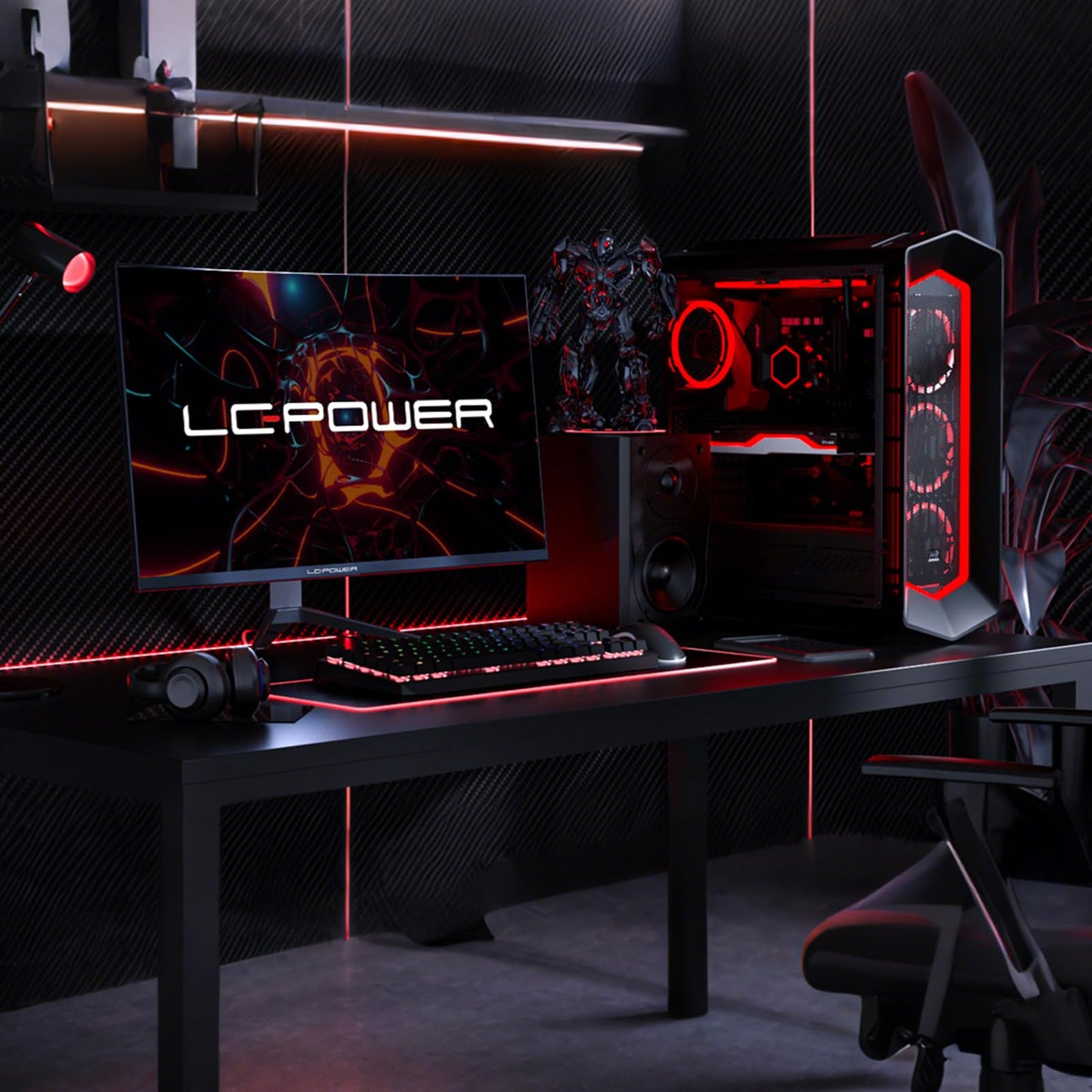 LC-POWER LC-M24-FHD-165-C-V2 24 Zoll Curved Gaming Monitor, FHD 1920x1080 Pixel, 1ms, 165Hz, AMD FreeSync, G Sync kompatibel, HDMI, Display Port, VESA