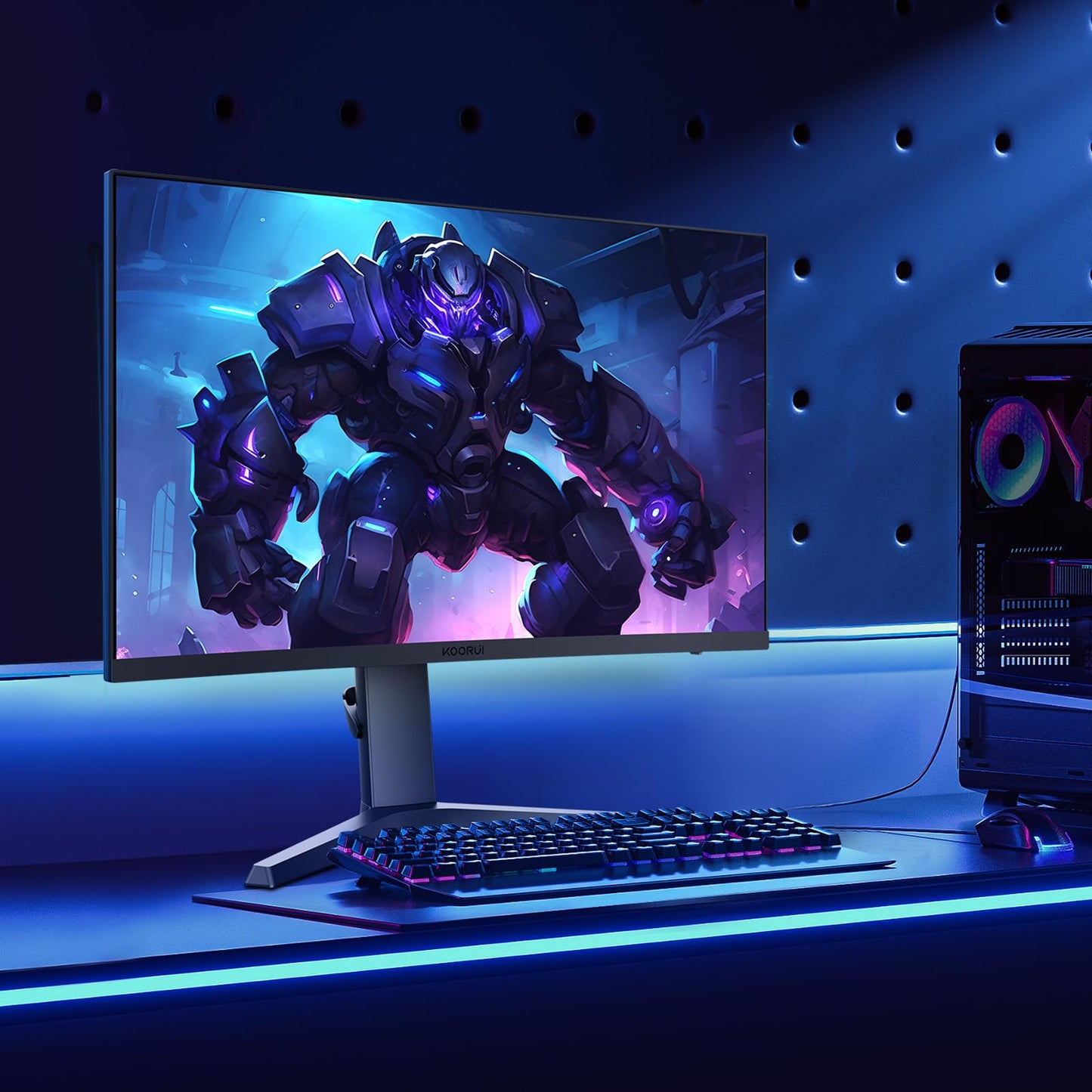 KOORUI Gaming Monitor 27 Zoll, 170Hz, IPS, 2K QHD(2560 x 1440p), HDR 400, 1ms, Adaptive Sync, DisplayPort, HDMI, 100% sRGB, Höhenverstellbar, Augenpflege, VESA 75x75