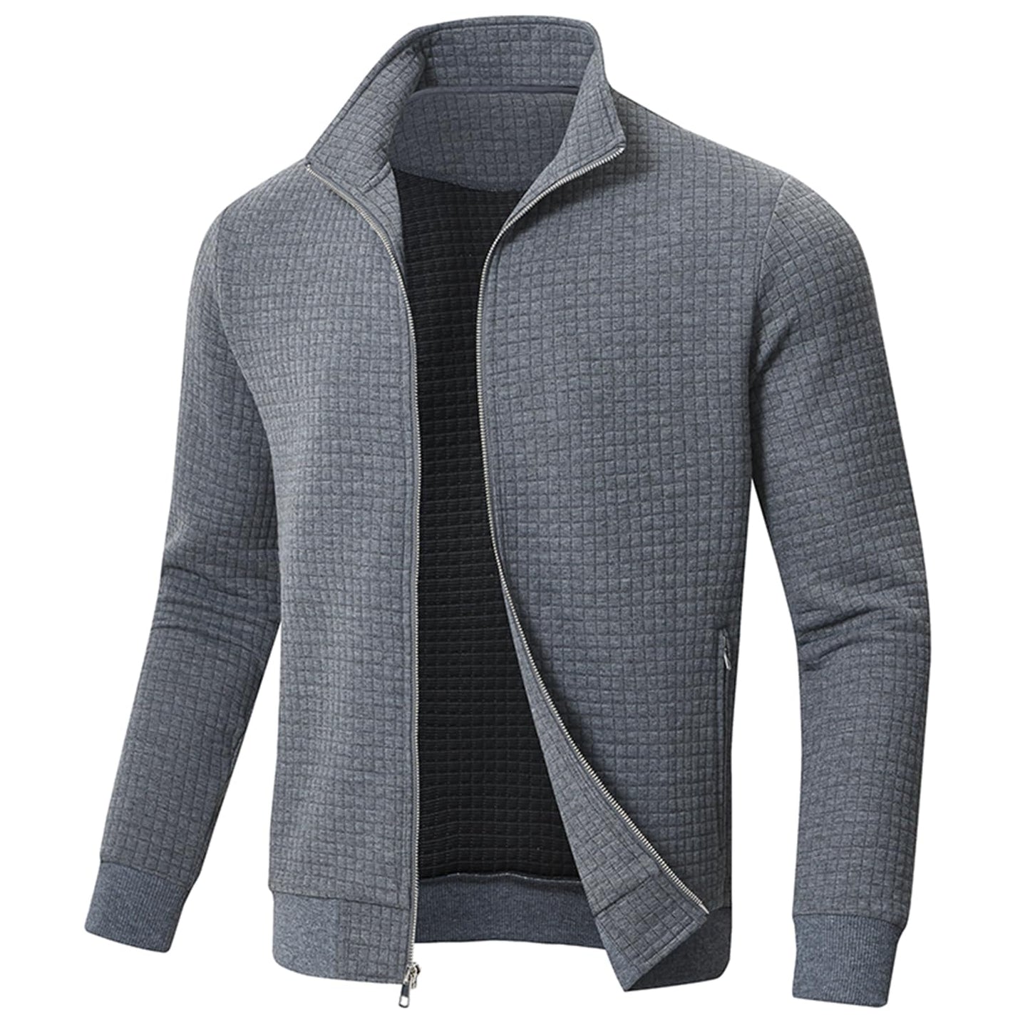 Men’s Transitional Jacket – Lightweight Winter Jacquard Coat with Zipper Pocket