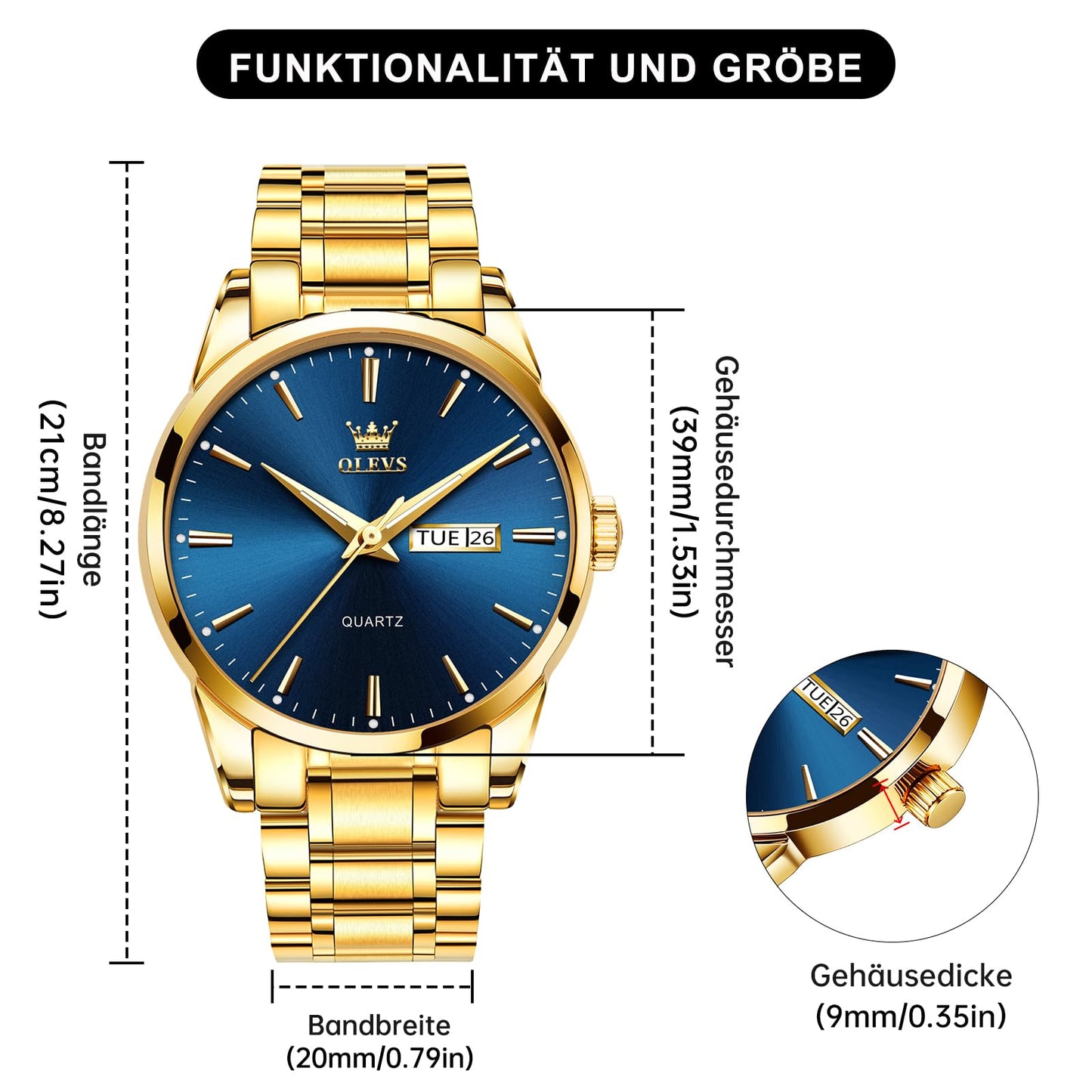 OLEVS Uhren Herren, Analoge Quarz Leucht Armbanduhr, wasserdichte Datum Edelstahl Herrenuhr, Klassische Mode Business Freizeituhren, Elegantes Geschenk für Männer
