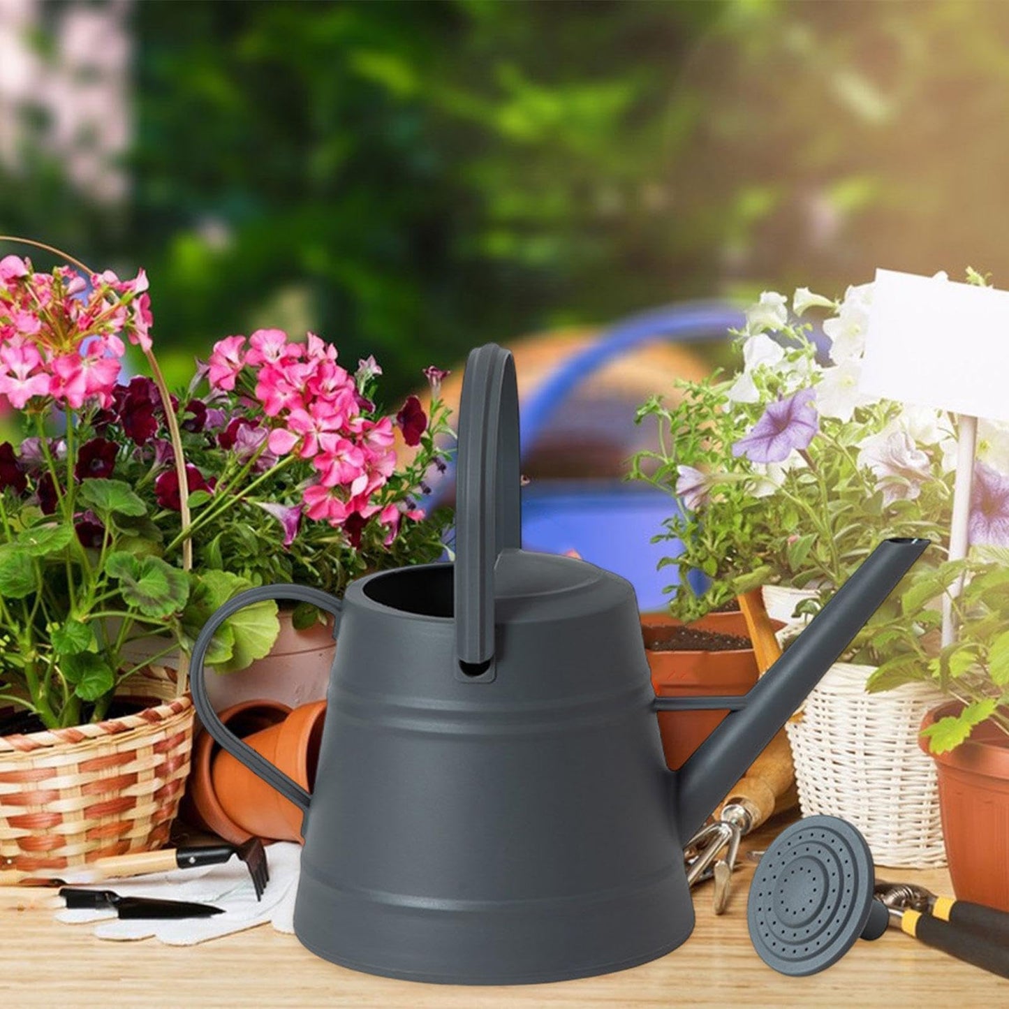 Sharplace Gießkanne Gartengießkanne Blumengießkanne Pflanzengießer aus Kunststoff mit abnehmbarem Zerstäuber und langem Auslauf Ideal für die Gartenbewässerung zu Hause