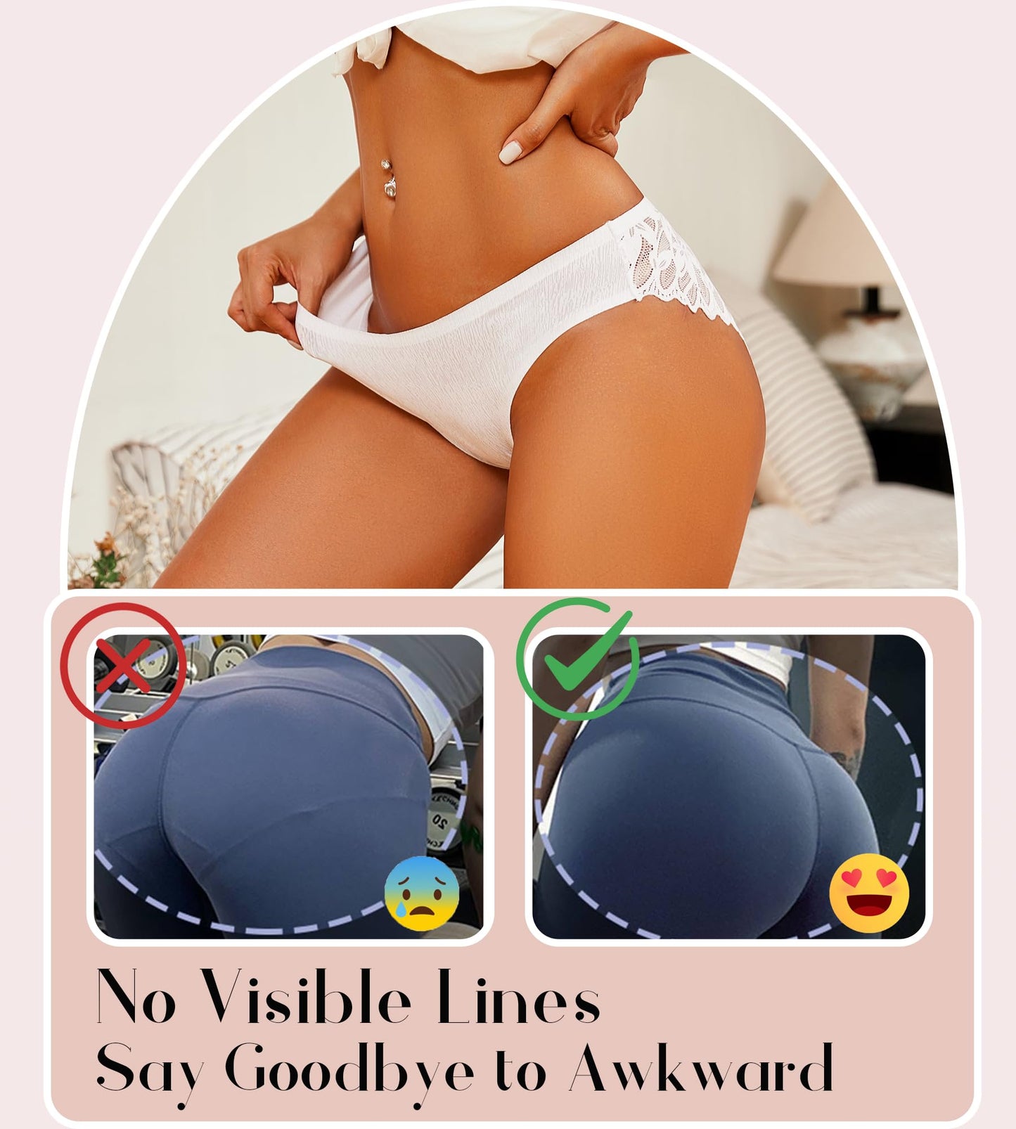 Women's Seamless Brazilian Panties Lace Hipster Underwear 6-Pack