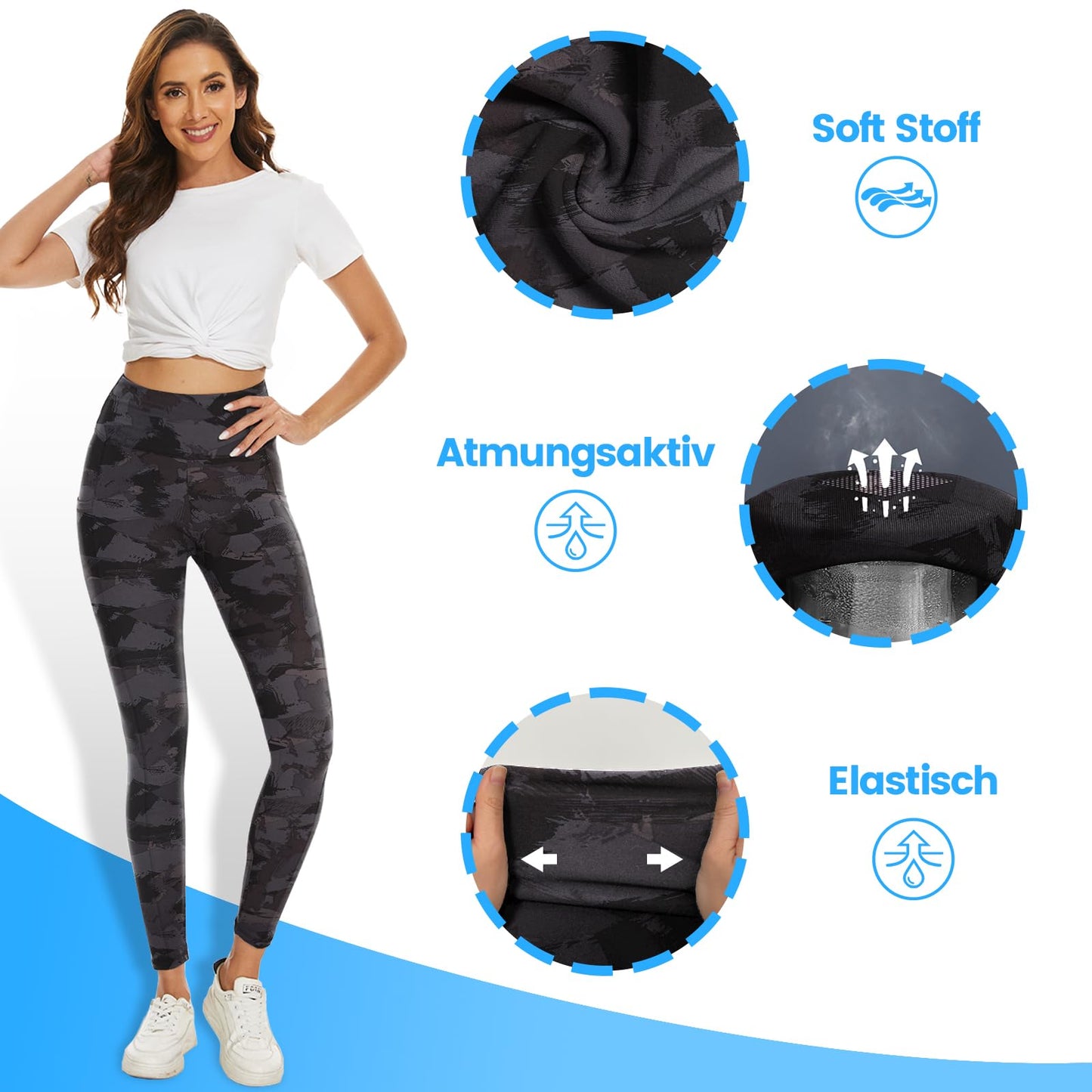 2-Pack Women’s High Waist Sport Leggings – With Pockets, Squat-Proof
