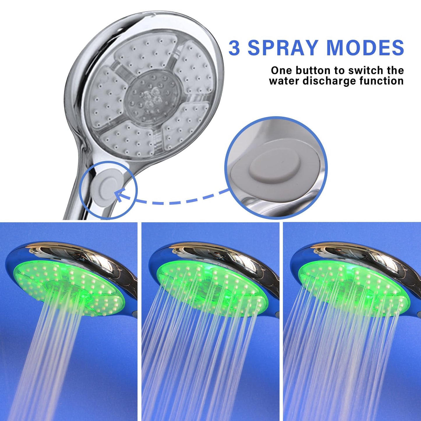 JINYOMFLY Regendusche Duschkopf mit LED, Regendusche mit LED Beleuchtung, Dusche Kopfbrause LED, 7 Farben Wechseln Automatisch, 2 Duschmodi