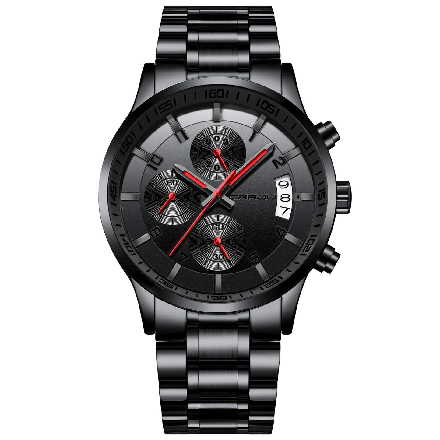 CRRJU Herren Uhr Business Edelstahl wasserdichte Chronographen mit Kalender Armbanduhr Edelstahlband Stoppuhr Analog Quarzuhr