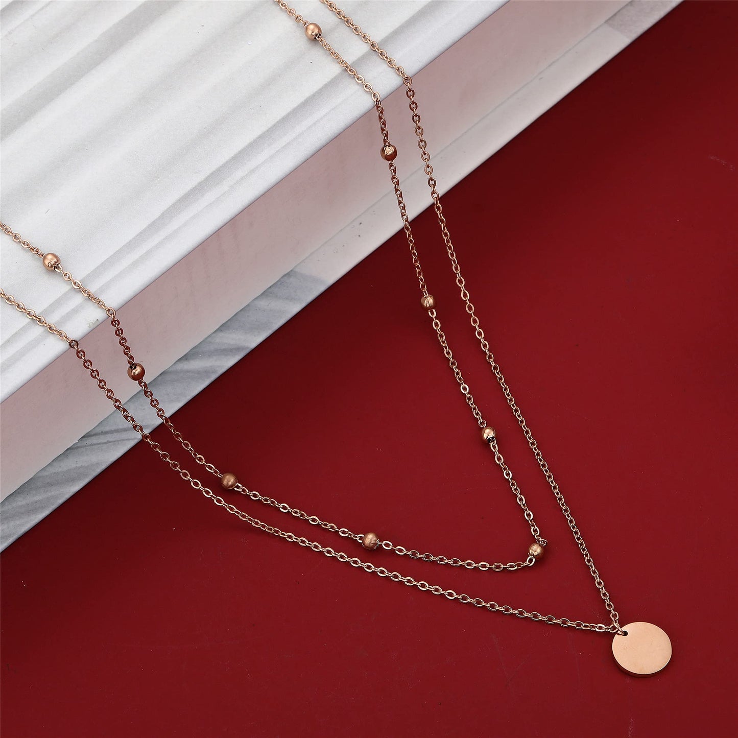AFSTALR Layered Coin Pendant Necklace