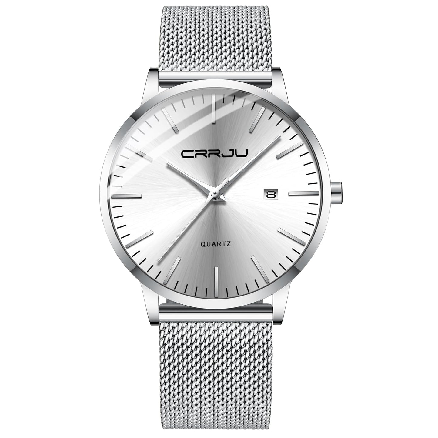 CRRJU Herren Uhr Ultra Dünne Wasserdicht Armbanduhr Herren Mode mit Schwarz Edelstahlband Mesh Analog Quarz Business Männer Uhren