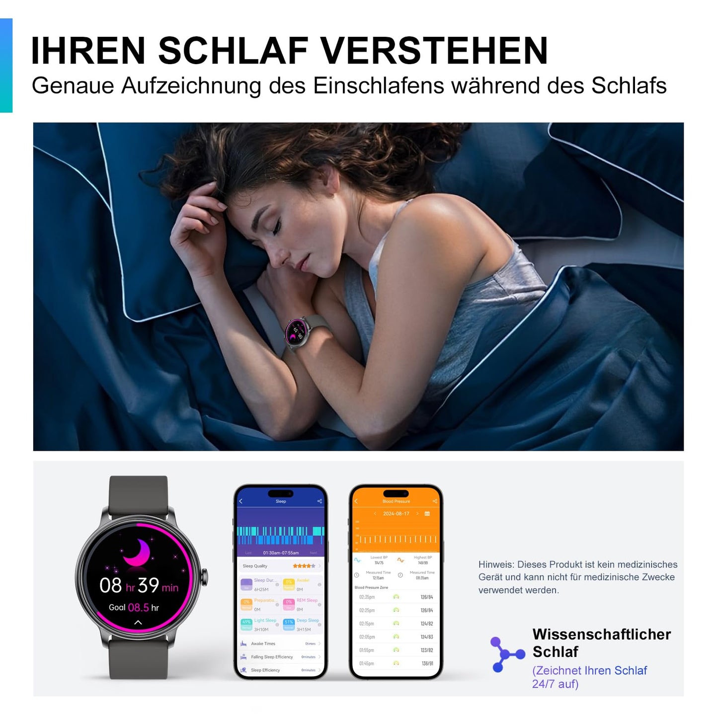 ZPPSNFIT Smartwatch Damen Herren, 1.43 Zoll AMOLED-Display Smart Watch mit Bluetooth Anrufe, Fitness Tracker mit Herzfrequenz Schlafmonitor, IP68 Wasserdicht Fitnessuhr für Android iOS