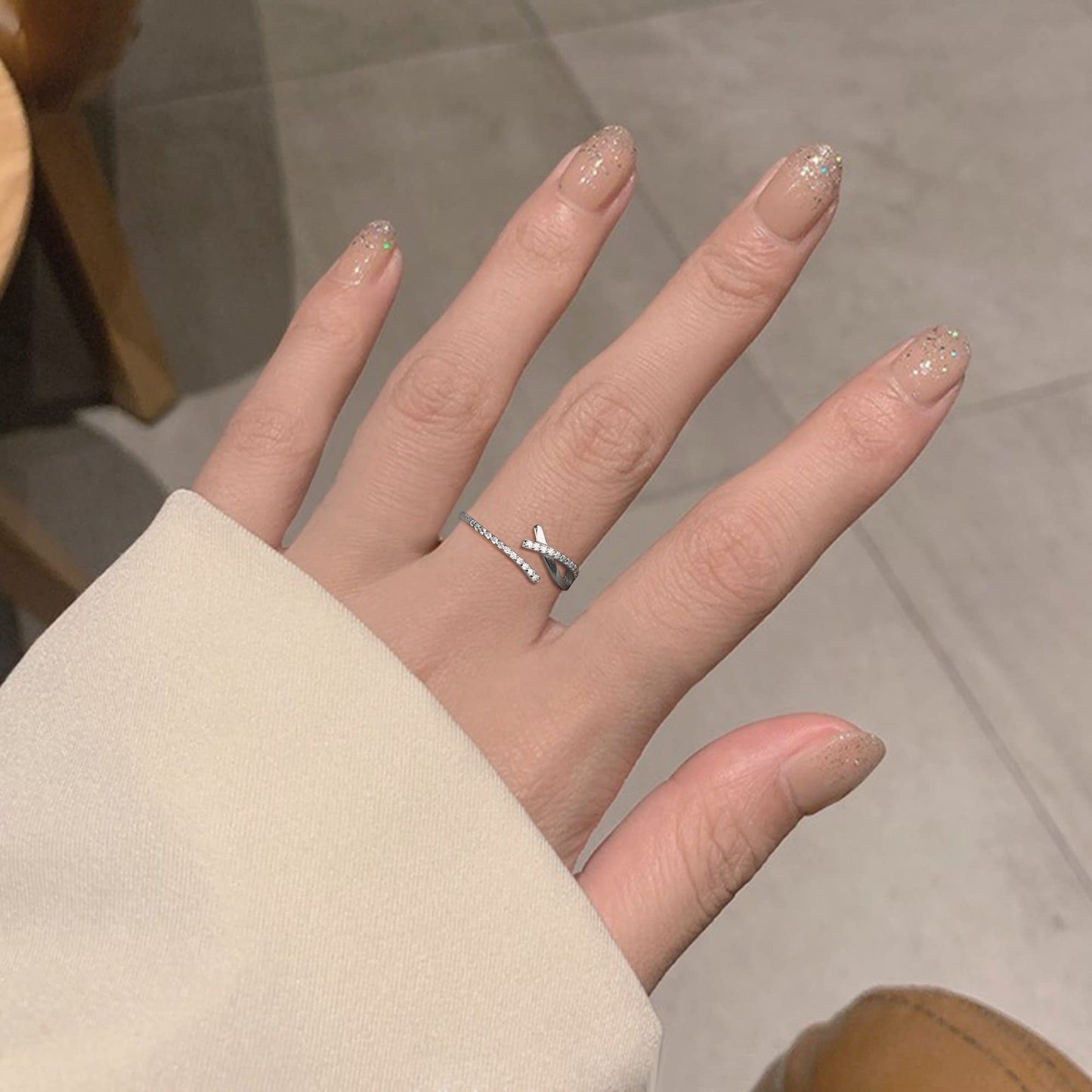 JeweBella Adjustable Open Ring for Women