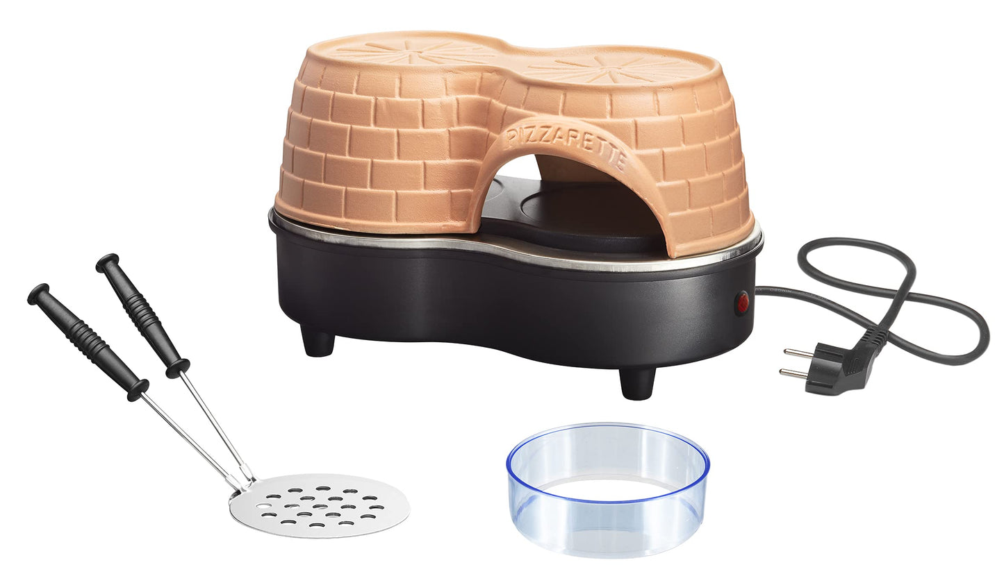 Emerio Pizzaofen, PIZZARETTE das Original, handgemachte Terracotta Tonhaube, patentiertes Design, für Mini-Pizza, echter Familien-Spaß für 8 Personen, PO-116124.1, Pink