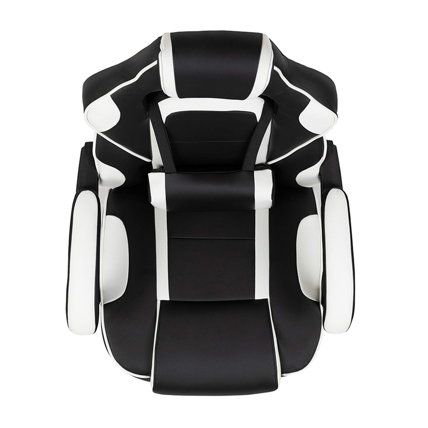 Flash Furniture X30 Gaming-Stuhl, ergonomischer Bürostuhl für PC- und Gaming-Setups, verstellbarer Rennsport-Stuhl mit vollständig verstellbarer Rückenunterstützung, schwarz mit weißer Verzierung