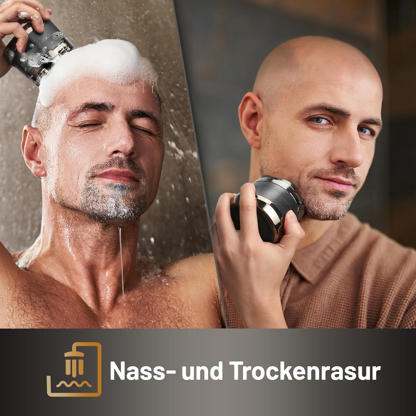 Glatzen Rasierer Herren, Dyoonoer Wasserdicht 7D Flexibler Glatzenrasierer, Magnetische Schwebender Kopf, Nass und Trocken Glatzen Rasierer mit LED Anzeige, Leicht Halten und Reinigen