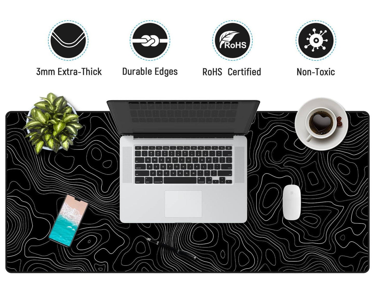 JIALONG Großes Mauspad mit Excel Tastaturkürzeln für Office, multifunktional, komfortabel Gaming Mousepad, Anti Rutsch Schreibtischunterlage für Büro und Zuhause 900x400mm