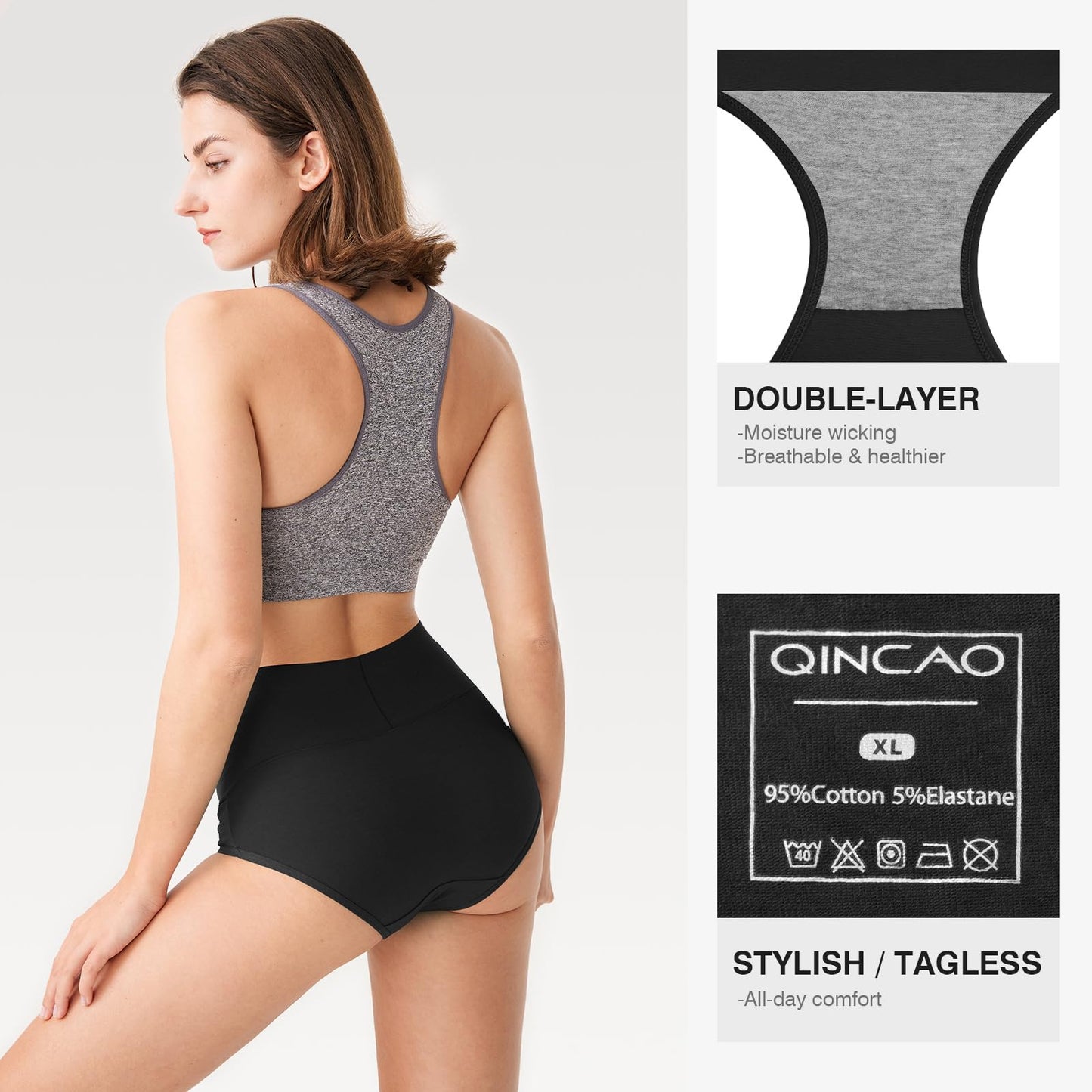 Women's High Waist Cotton Briefs Underwear 6-Pack