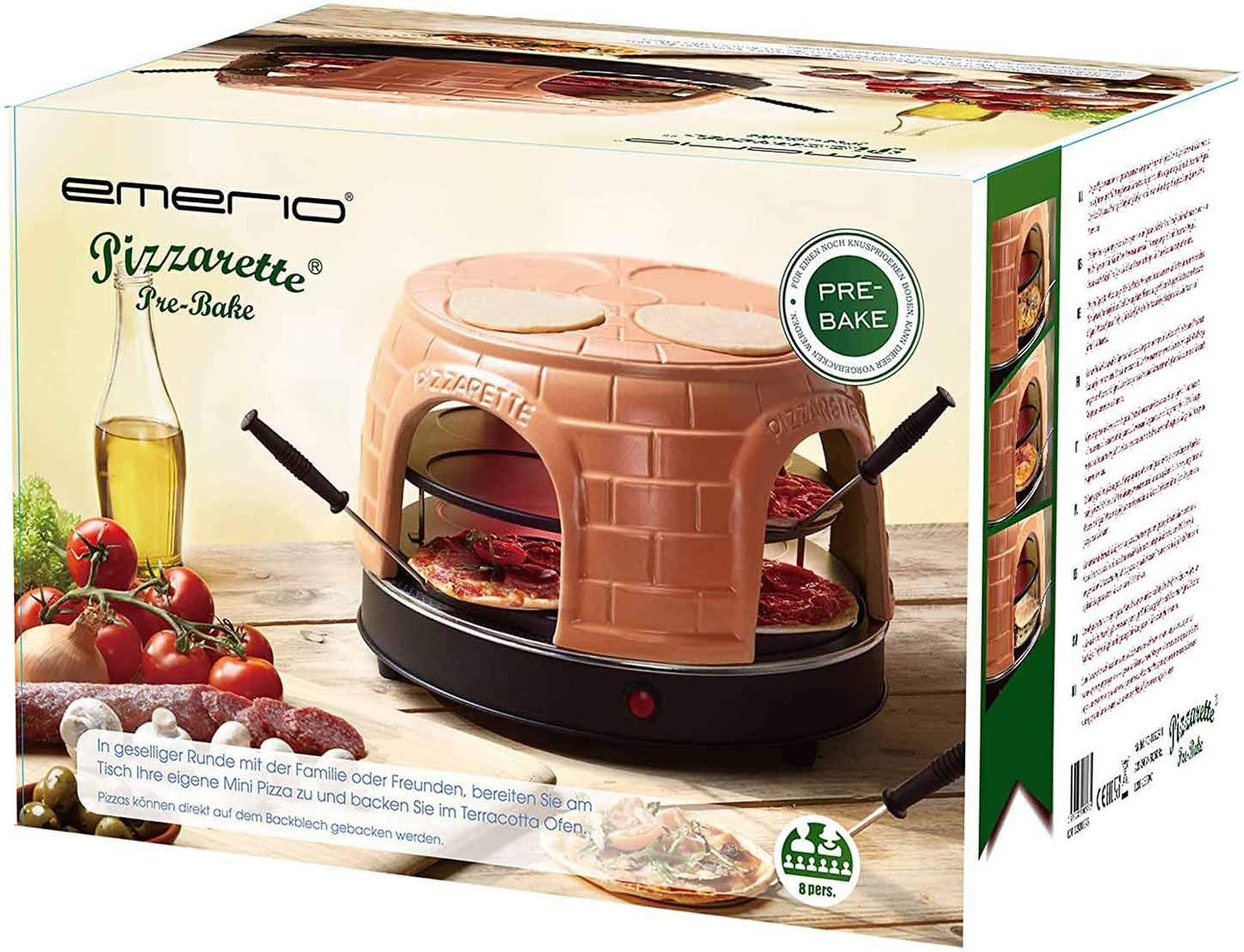 Emerio Pizzaofen, PIZZARETTE das Original, handgemachte Terracotta Tonhaube, patentiertes Design, für Mini-Pizza, echter Familien-Spaß für 8 Personen, PO-116124.1, Pink