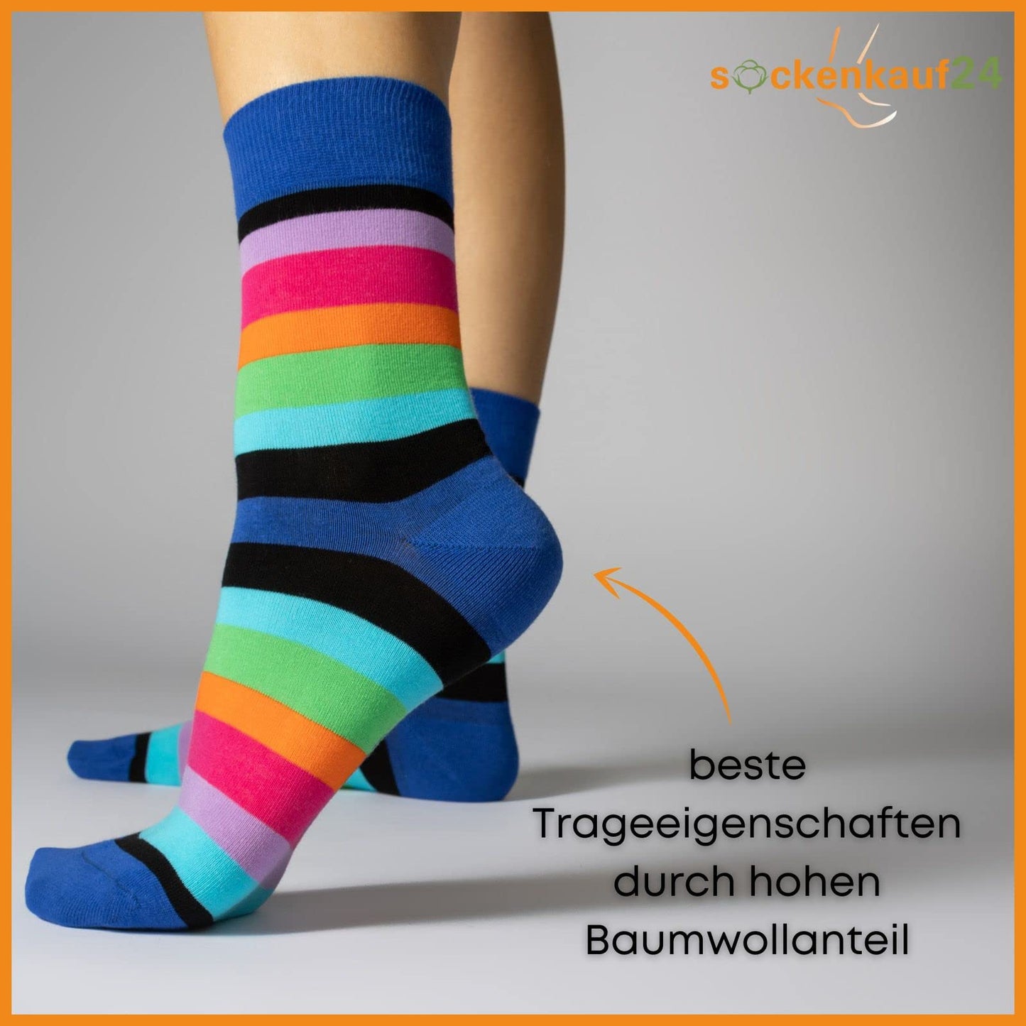 Women's Striped Socks Colorful Cotton with Comfort Cuff Seamless Toe (6 or 12 Pairs)