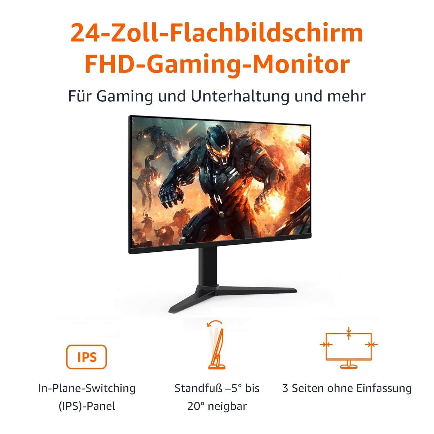Amazon Basics Gaming-Monitor 27 Zoll (68.6 cm), FHD 1080p, 165 Hz, VESA-kompatibel, adaptive Synchronisierung, 1 ms Reaktion, Schwarz