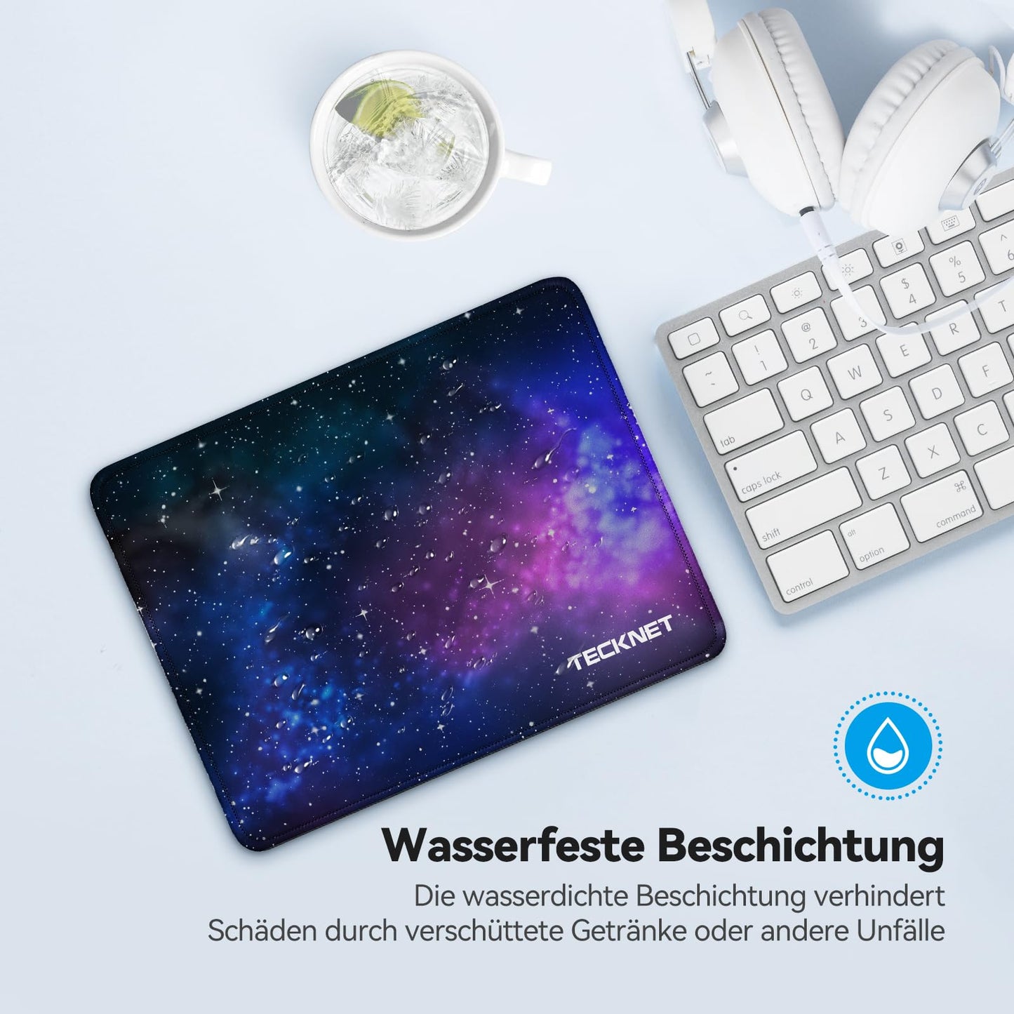 TECKNET Mauspad, 280 x 210 mm Gaming Mousepad mit Wasserdicht und Rutschfester Gummi für PC-Büro, Arbeit, Gaming, Studium, Laptop, Computer, Zuhause-Schwarz