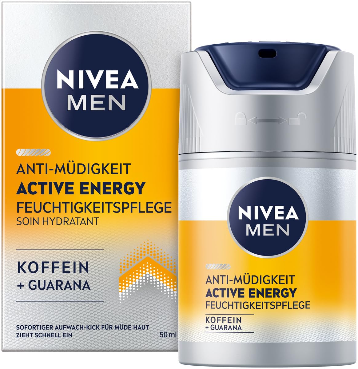 NIVEA MEN Active Energy Gesichtspflege Creme (50ml) – Revitalizing Face Cream for Men, Fast-Absorbing Moisturizer for Tired Skin