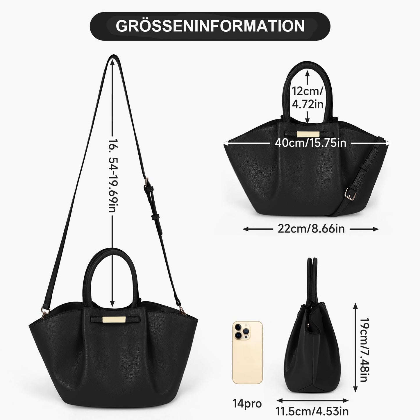 Large Faux Leather Tote Bag for Women