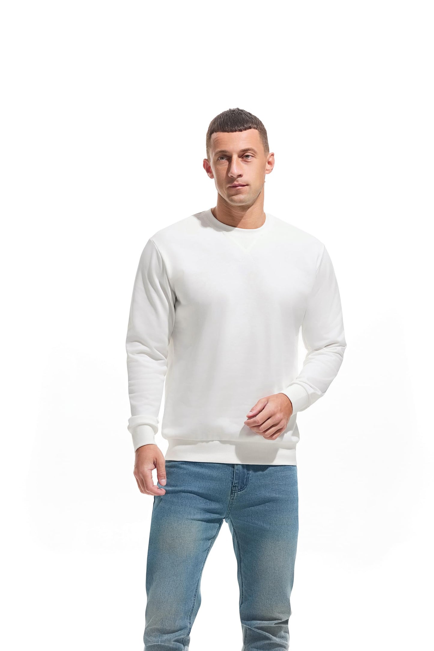 VEIISAR Men’s Basic Sweatshirt – Long Sleeve Crew Neck Pullover