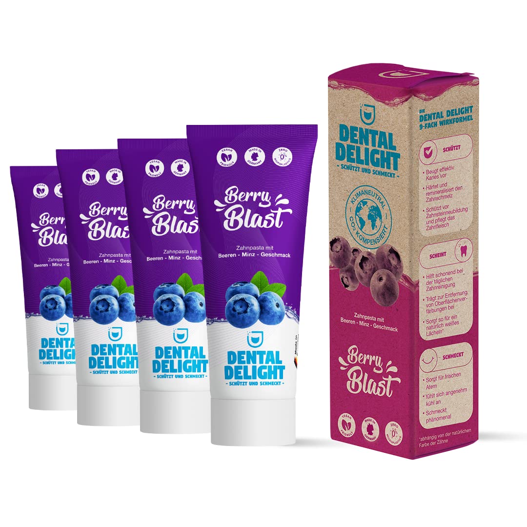 DENTAL DELIGHT Polar Punch Zahnpasta (TESTSIEGER), Vegane Zahnpasta mit Geschmack, Zahncreme (Minze, 4er Pack)
